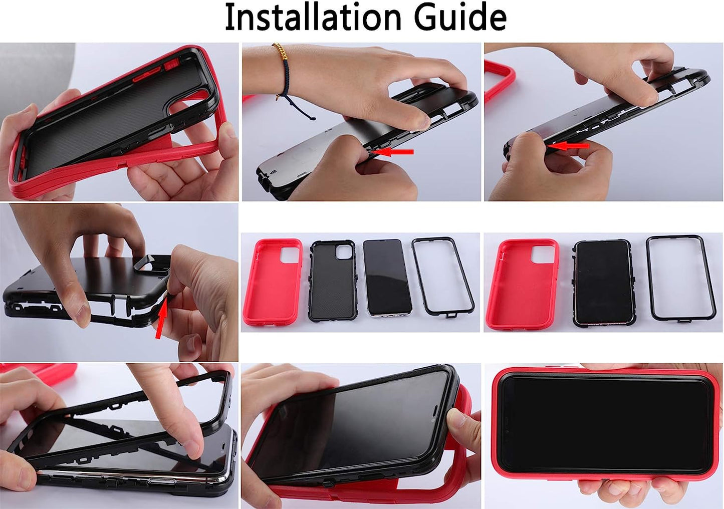 DHCALL for Iphone 12 Case & Iphone 12 Pro Case (6.1"), with 2 Tempered Glass Screen Protector,Belt Clip Holster, [Full Body Drop Protection] Shockproof Tough Durable 6.1 Inch（Black Green+Clip）  DHCALL   