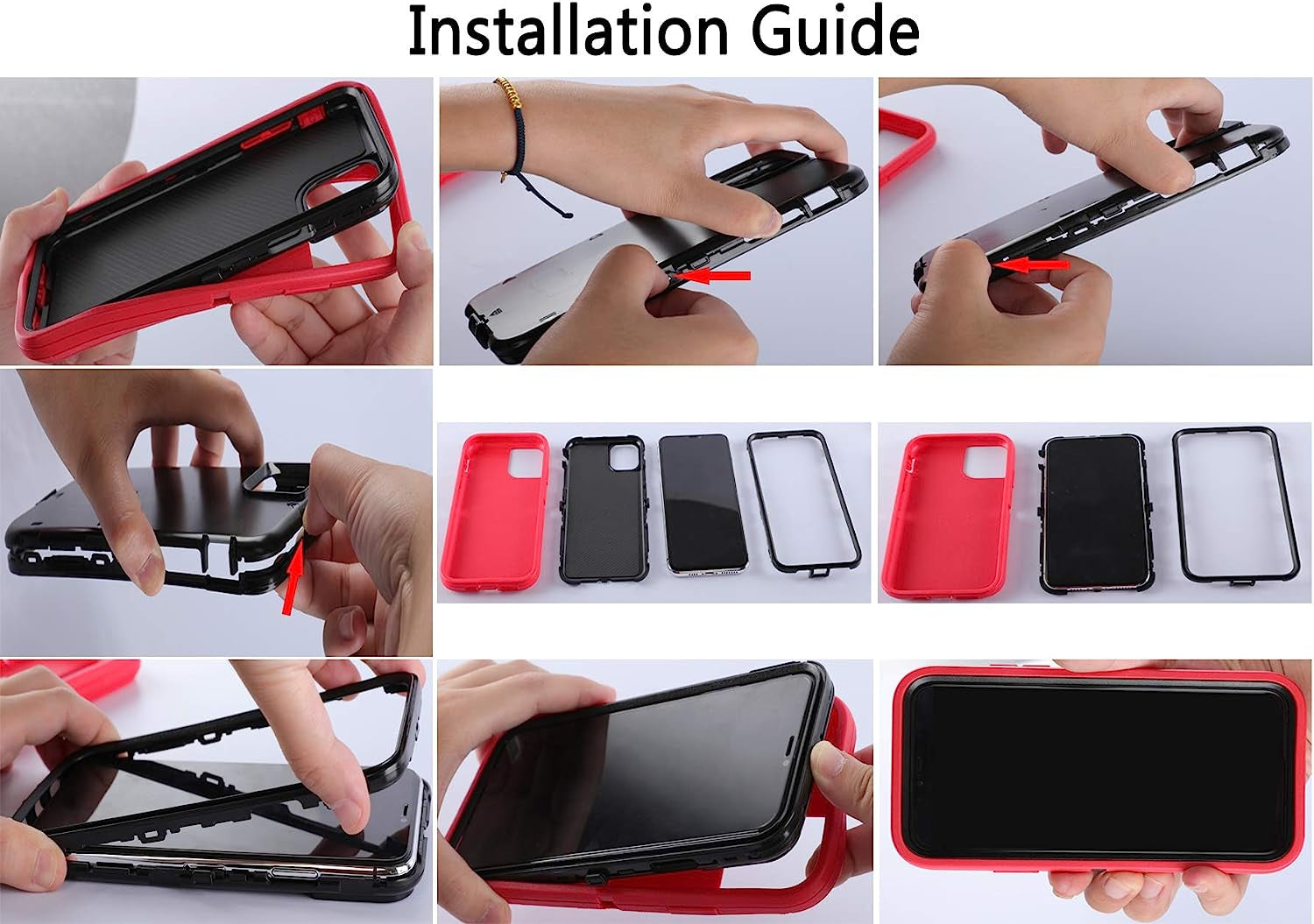 DHCALL for Iphone 12 Case & Iphone 12 Pro Case (6.1"), with 2 Tempered Glass Screen Protector,Belt Clip Holster, [Full Body Drop Protection] Shockproof Tough Durable 6.1 Inch（Black Green+Clip）  DHCALL   