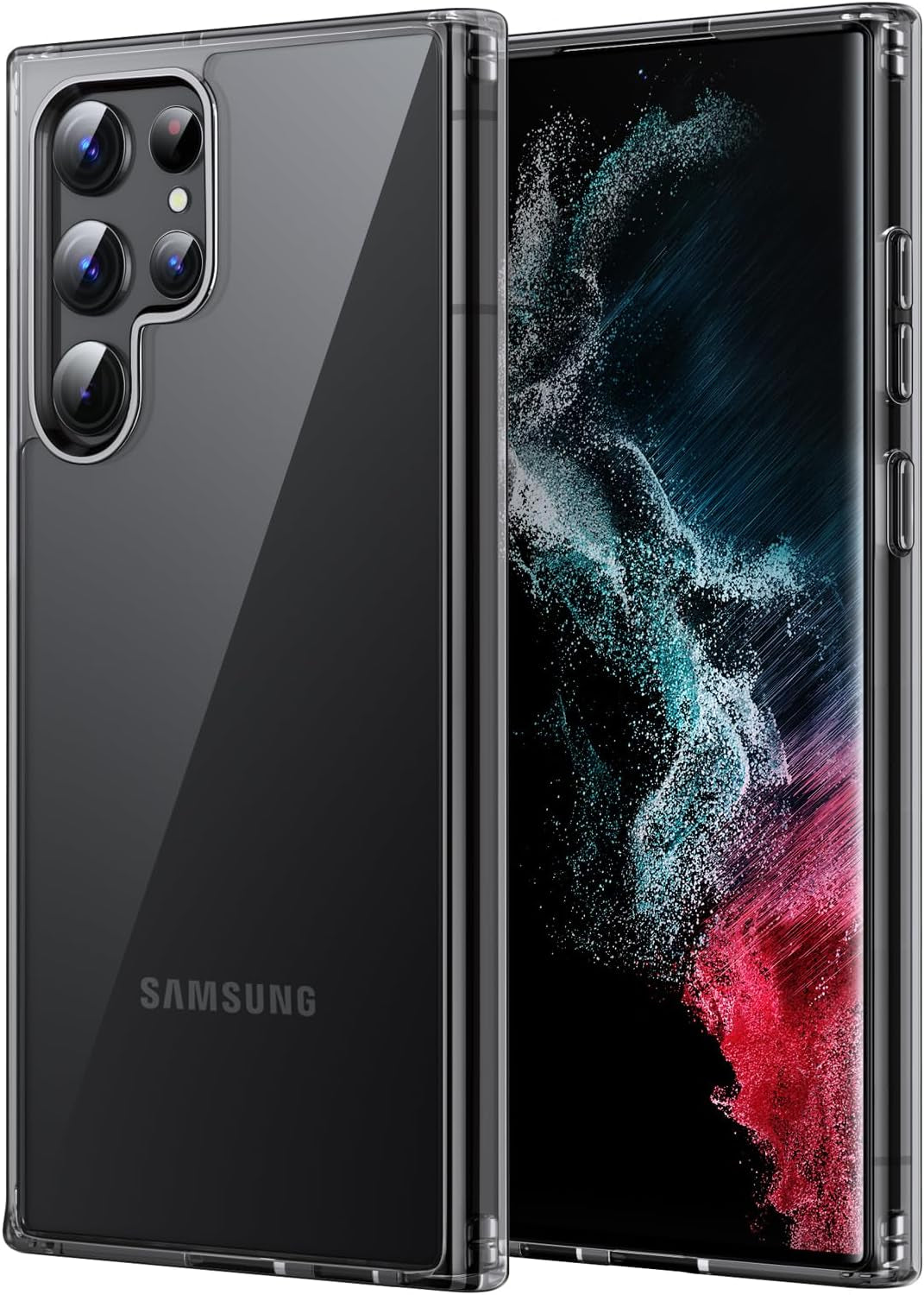 Jetech Case for Samsung Galaxy S22 Ultra 5G 6.8-Inch, Non-Yellowing Shockproof Bumper Protective Phone Cover, Anti-Scratch Hard PC Back (Clear)  JETech Black  