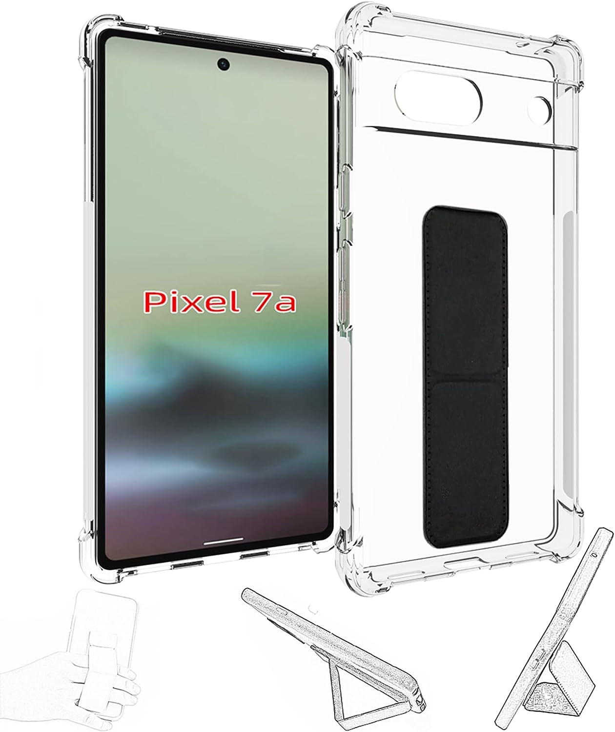 Jioeuinly for Sony Xperia 1 V Case Compatible with Sony Xperia 1 V Phone Case Cover [Adhesive Folding Support] [Shockproof Protection] Clear  jioeuinly Google Pixel 7A 5G  