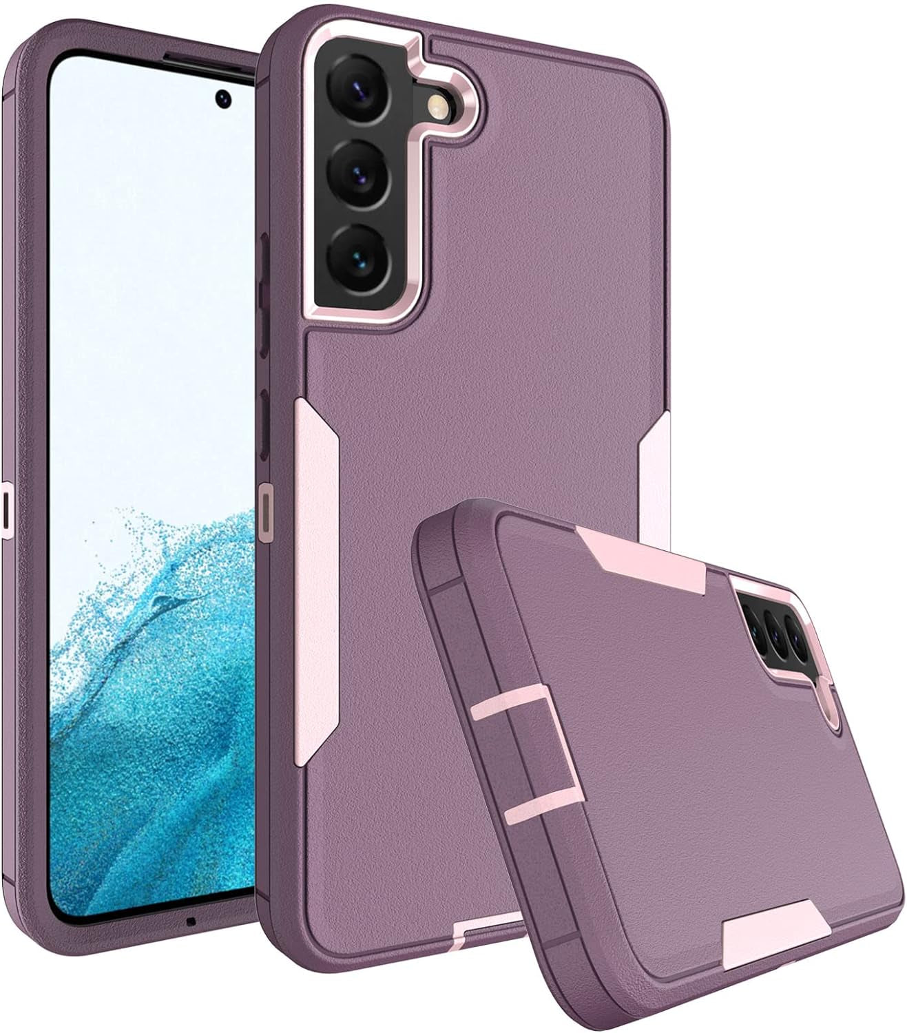 Dahkoiz for Samsung Galaxy S22 plus Case, Dust-Proof Port Cover, Full Body Durable Silicone Rubber Phone Case for Samsung Galaxy S22 plus 5G, Black  UNISMART INC Galaxy S22 Case Purple Galaxy S22 