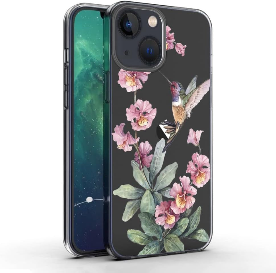Ademen Clear Case for Iphone 13 Case 6.1 Inches Cute Hummingbird Case for Girls Women Soft TPU Protective Bumper Case Cover for Iphone 13(Hummingbird)  Ademen   