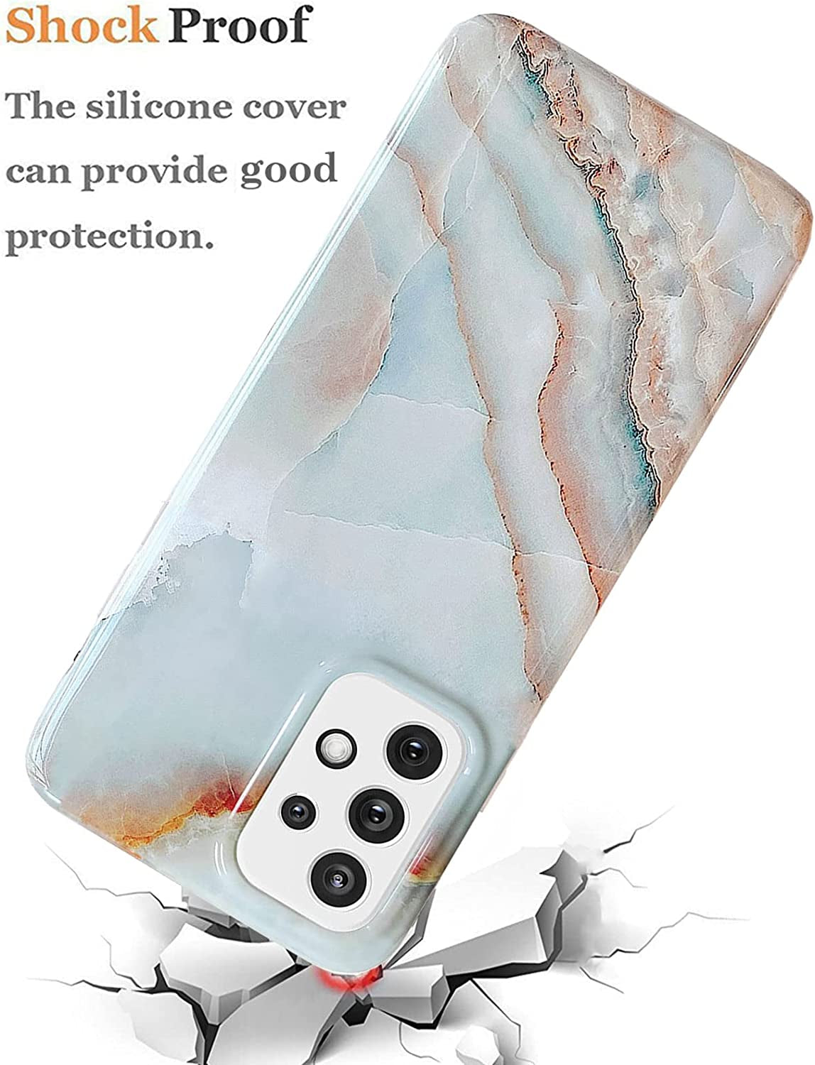 J.West Galaxy A53 5G Case 6.5-Inch, Grey Marble Print Pattern Design Cute Graphics Stone Slim Protective Sturdy Women Girls Soft Silicone Phone Cases Cover for Samsung Galaxy A53 5G 2022  J.west   