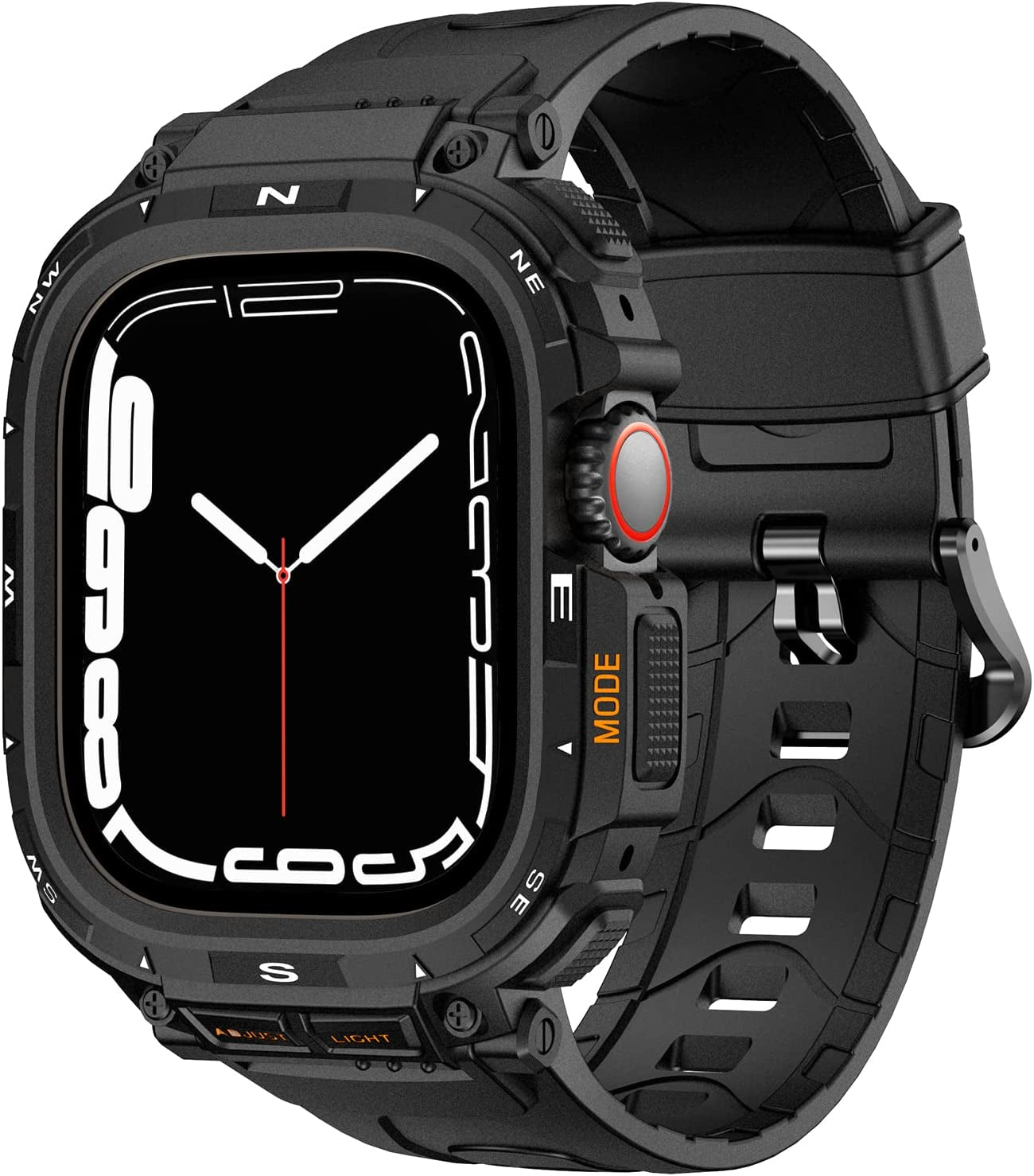 TAURI Bands with Bumper Case Compatible for Apple Watch Ultra 49Mm, [Upgraded Sport Series Design] Adjustable Rugged Cover Strap with Powerful Shockproof for Iwatch Ultra 49Mm, Men Black  TAURI Black 42/44/45mm 