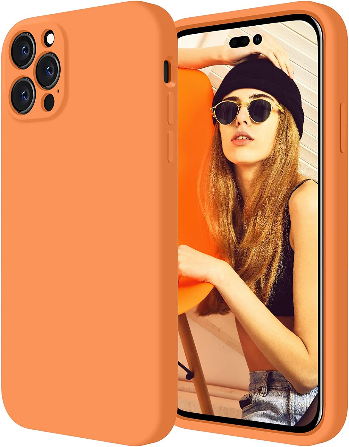 Firenova for Iphone 14 Pro Case, Silicone Upgraded [Camera Protection] Phone Case with [2 Screen Protectors], Soft Anti-Scratch Microfiber Lining Inside, 6.1 Inch, Black  FireNova Kumquat  