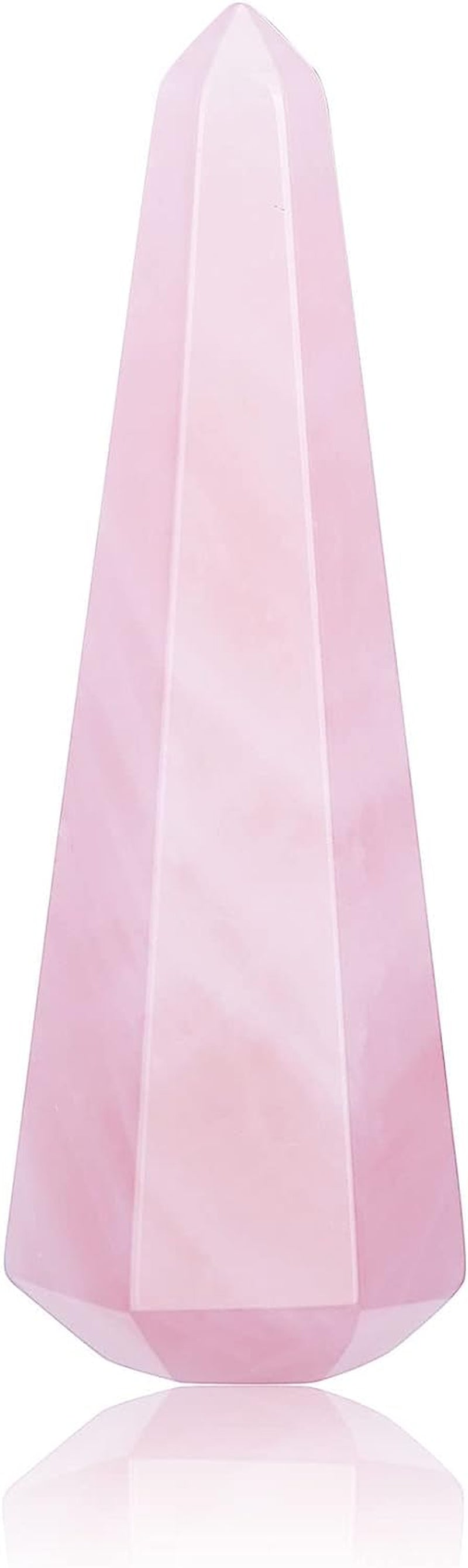 Jovivi Crystal Ring Holder Tower Natural Rose Quartz Crystal Stone Jewelry Ring Display Holder Hexagon Prism Shaped Decorative Wedding Ring Display Stand Finger Ring Storage  Jovivi   