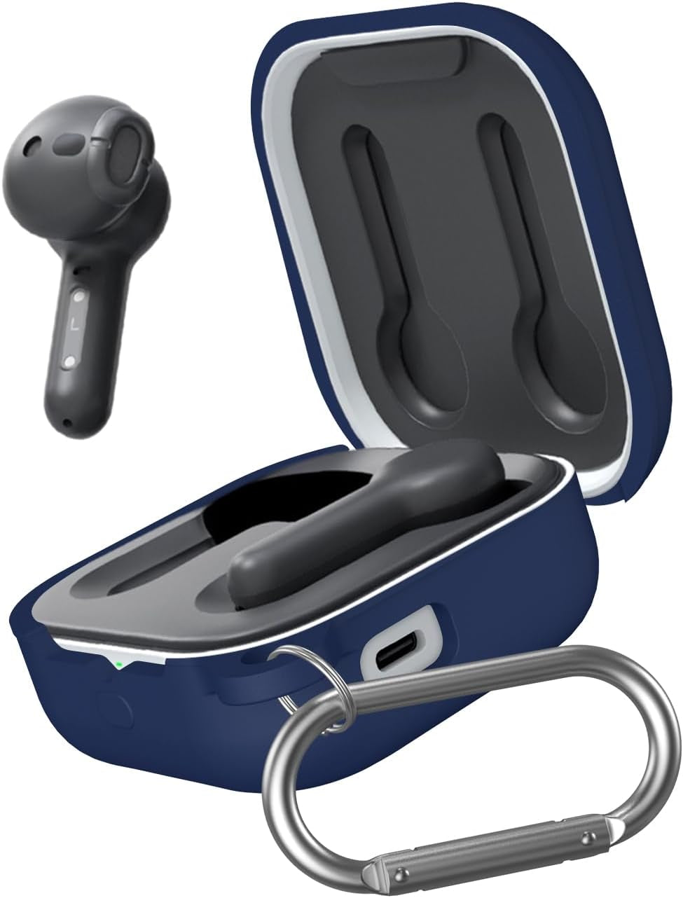 Alquar for All-New Echo Buds(2023 Release) Case Cover, Soft Silicone Protective Scratch Shock Resistant Cover ONLY Compatible with All-New Echo Buds Charging Case with Carabiner(Apricot)  Alquar Blue  