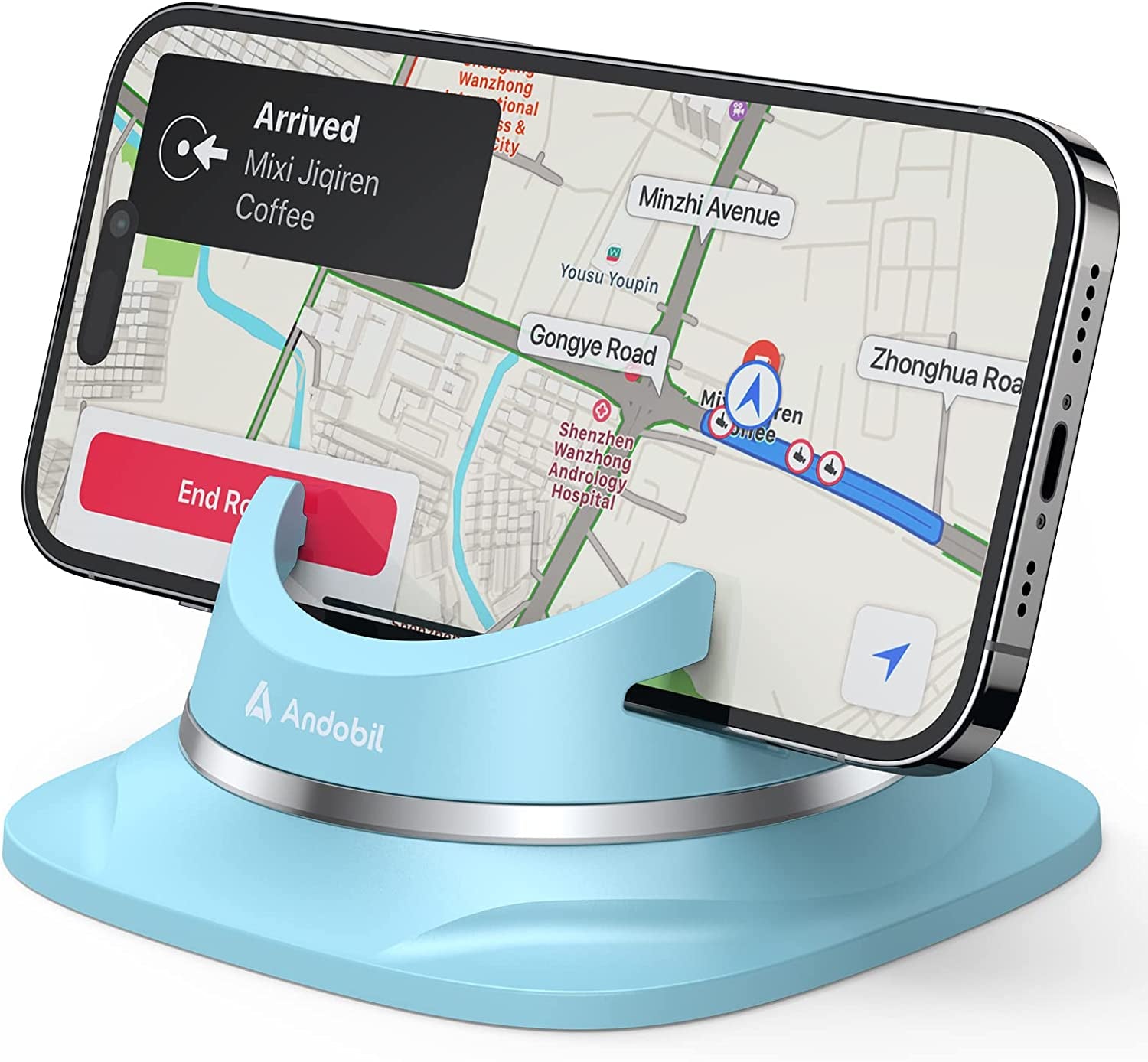 Andobil 2023 Upgraded Dashboard Phone Holder Car, [Ultra Steady, Never Slip] Reusable Silicone Phone Mount for Car, 360°Rotatable Car Mat Compatible for Iphone, Samsung, Smartphone, Car Accessories  andobil Blue  