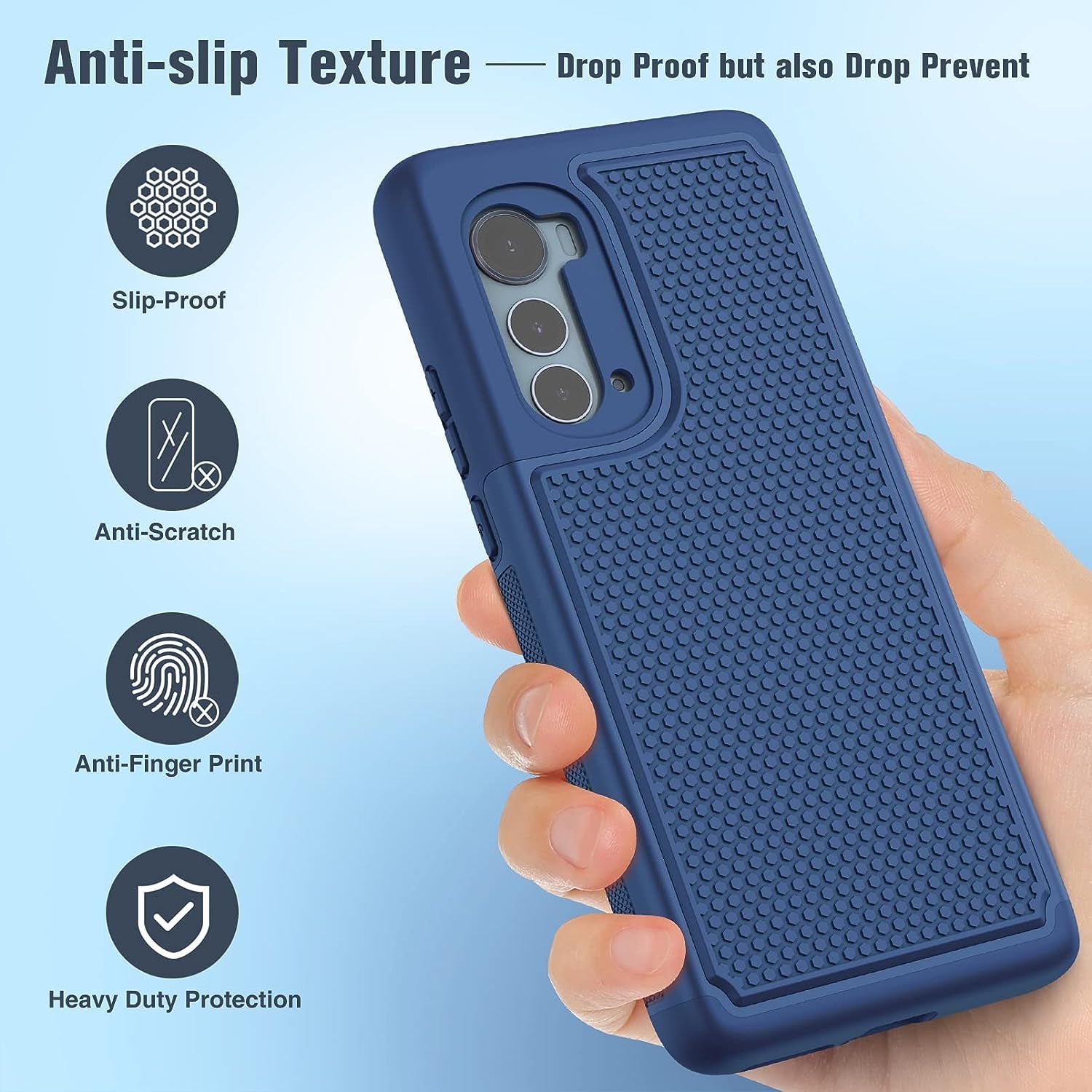 JXVM for Motorola Moto Edge 2022 Case: Moto Edge 5G UW 2022 Dual Layer Case | Shockproof Protective Cell Phone Cover with Hybrid Sturdy Textured Shell - Drop Proof Protection - 6.6 Inches (Blue)  JXVM   
