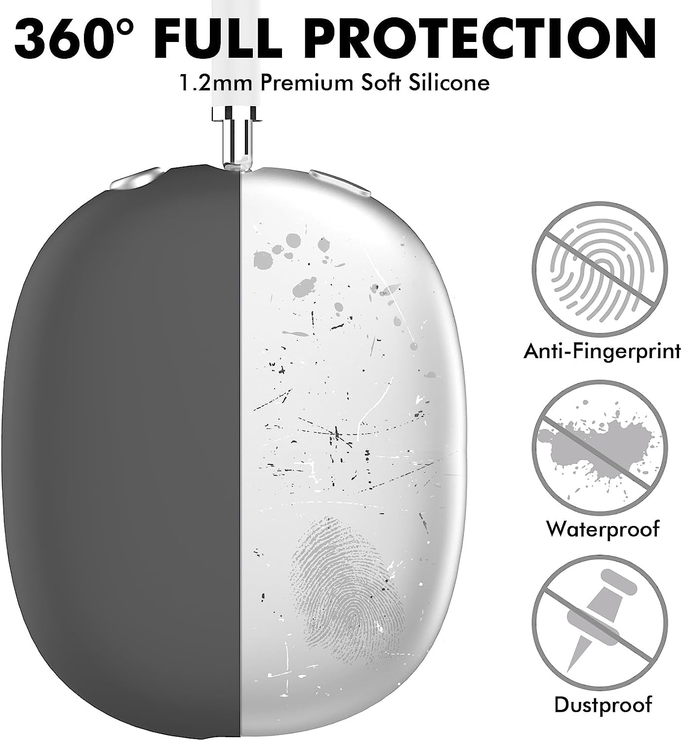 NIUTRENDZ Silicone Case Cover for Airpods Max with Headband Protective Ear Cups Covers Accessories【Anti-Fingerprint, Anti-Scratch & Anti-Dust】 (White)  NIUTRENDZ   