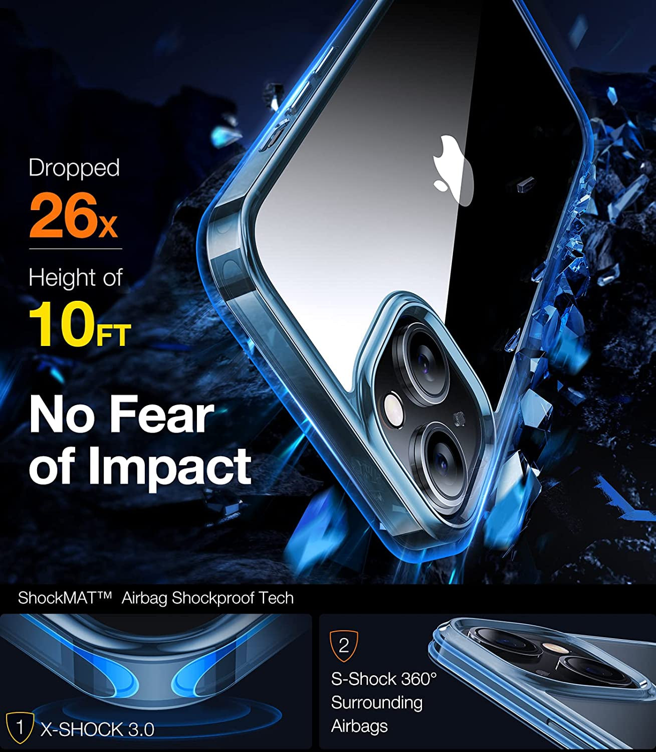 TORRAS Diamond Clear Designed for Iphone 14 Case [Never Yellowing] [Military Grade Anti-Drop] Hard PC Back Flexible Bumper Shockproof Protective Slim Phone Cover 6.1 Inch, Blue  TORRAS   