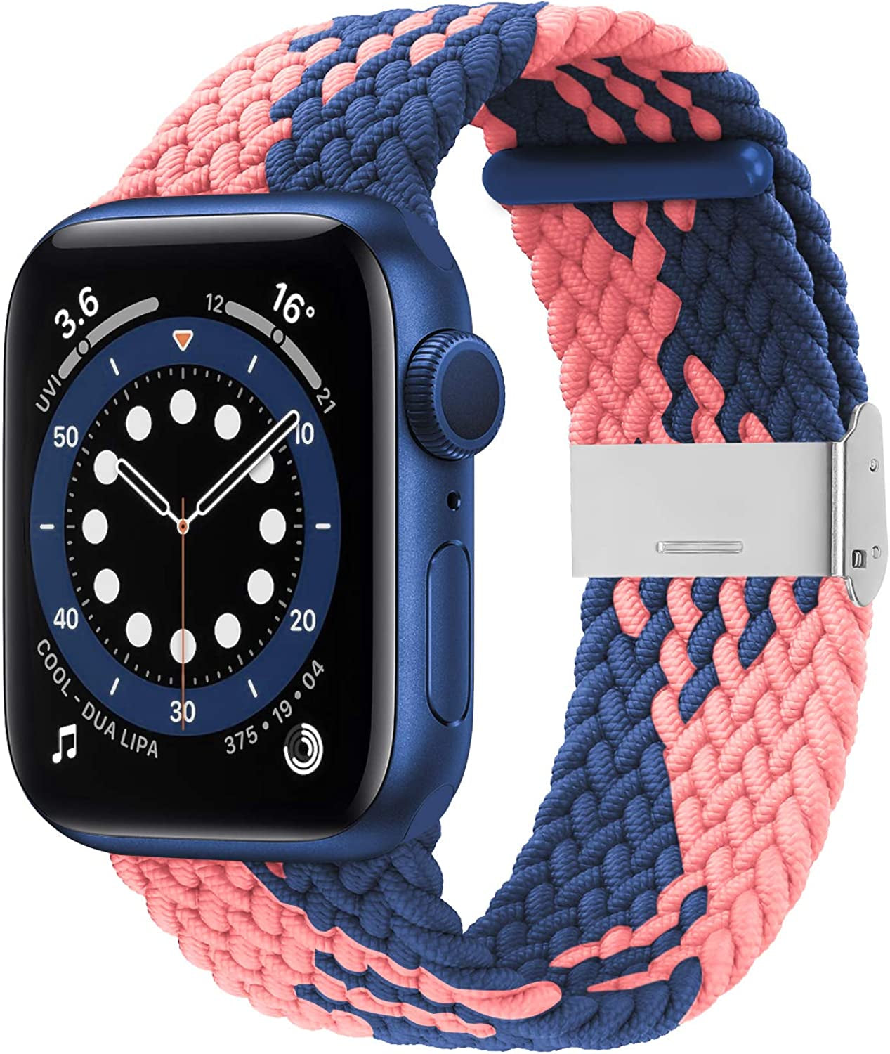 Bagoplus Compatible with Apple Watch Iwatch Bands 49Mm 38Mm 40Mm 41Mm 42Mm 44Mm 45Mm Women Men, Adjustable Braided Solo Loop Stretchable Elastics Sport for Iwatch Series 8/7/6/Se/5/4/3/2/1/Ultra  Bagoplus Blue Powder 42mm/44mm/45mm/49mm - 5.5"-8.5" 