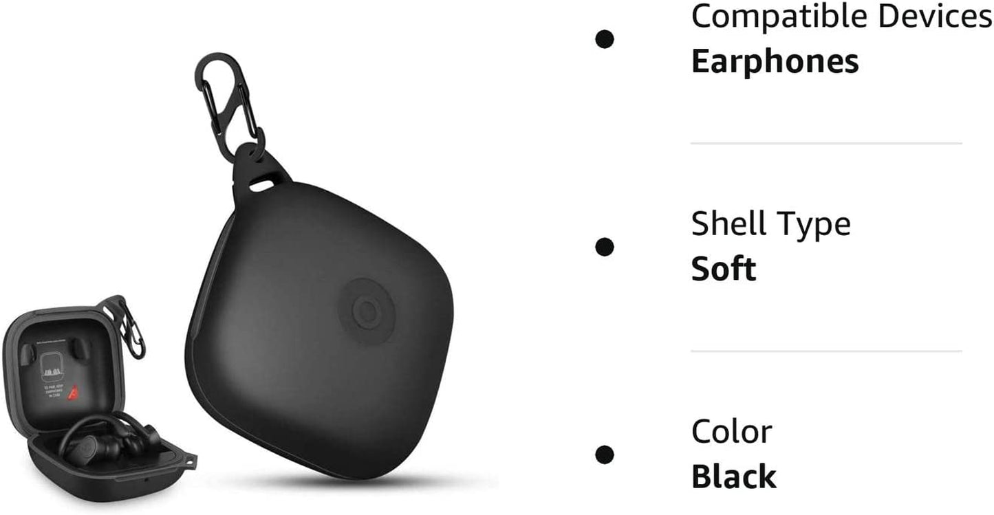HIETON Silicone Case for Powerbeats Pro, Anti-Break Anti-Lost & Shockproof Easy Carrying Unique Dual Hole Portable Protective Case Cover with Carabiner for 2019 Newest Beats Powerbeats Pro(Black)  HIETON   