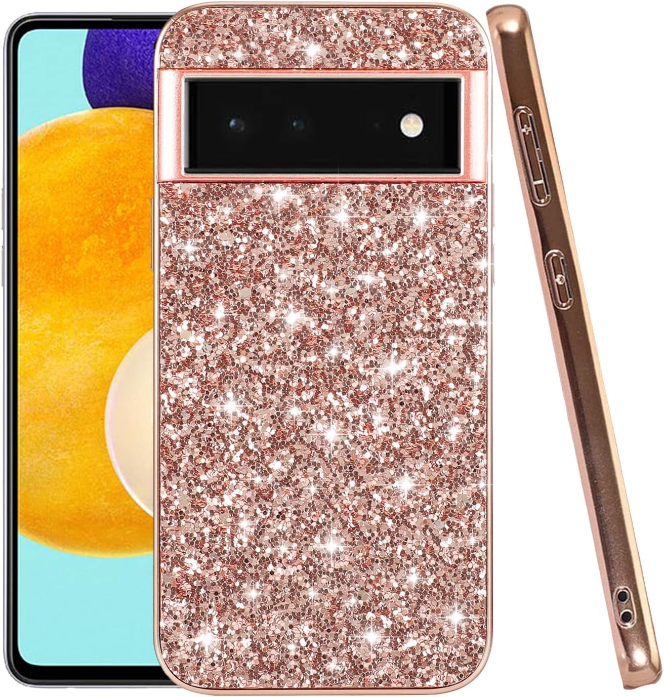 Compatible with Google Pixel 6 Pro Case Glitter Bling Google Pixel 6 Pro Phone Case for Girls Cute Bumper Shockproof Protective Case (Google Pixel 6 Pro, Silver)  Generic Rose Gold Google Pixel 6 Pro 