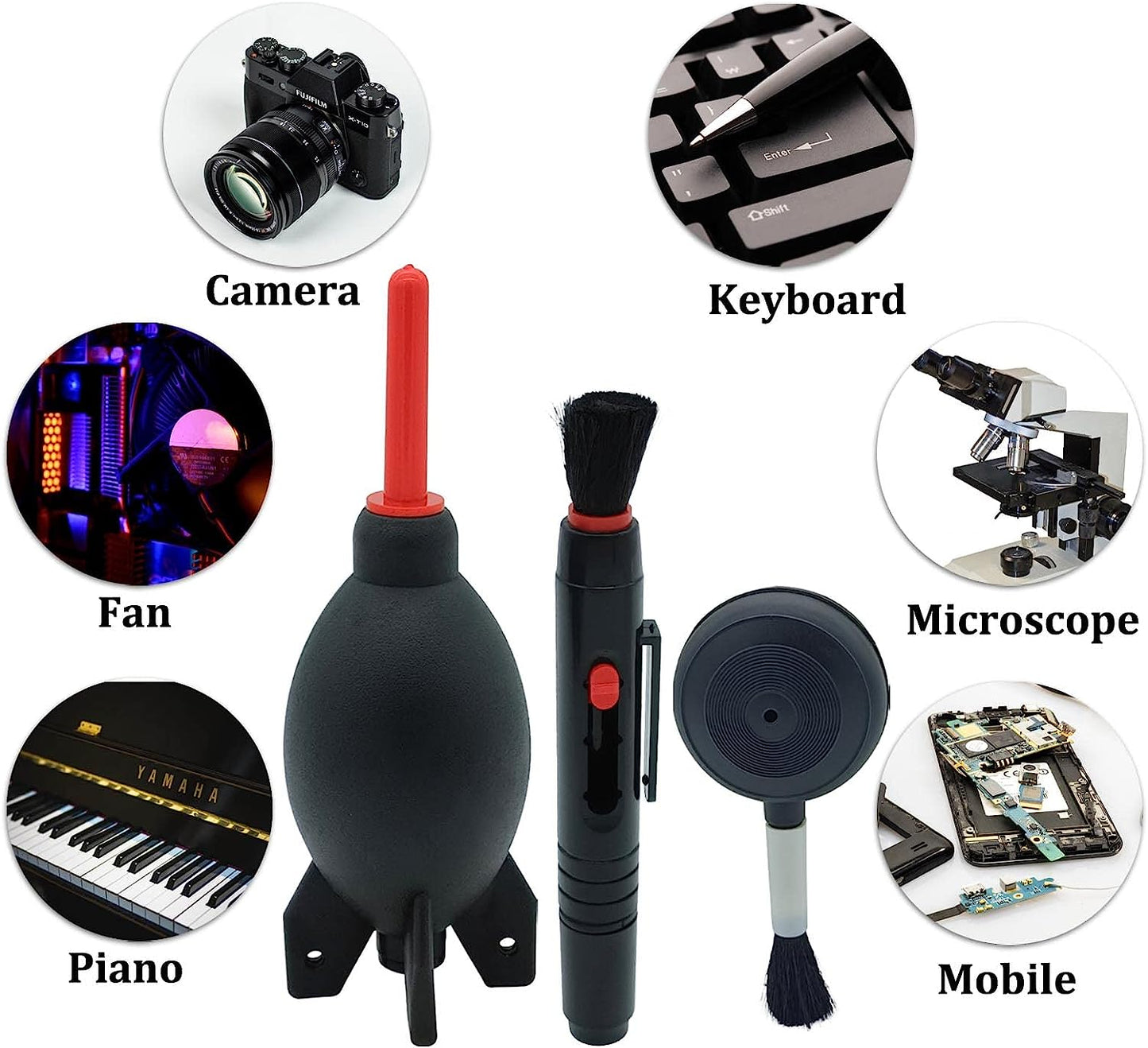 Lens Cleaning Kit Contains 2 Pcs Rubber Rocket Air Blower Duster, Lens Cleaning Pen, Blower Brush Dust Cleaner and Carrying Pouch, for Lens, Camera, SLR, Telescope, Magnifying Glass, Phone  LJZP   