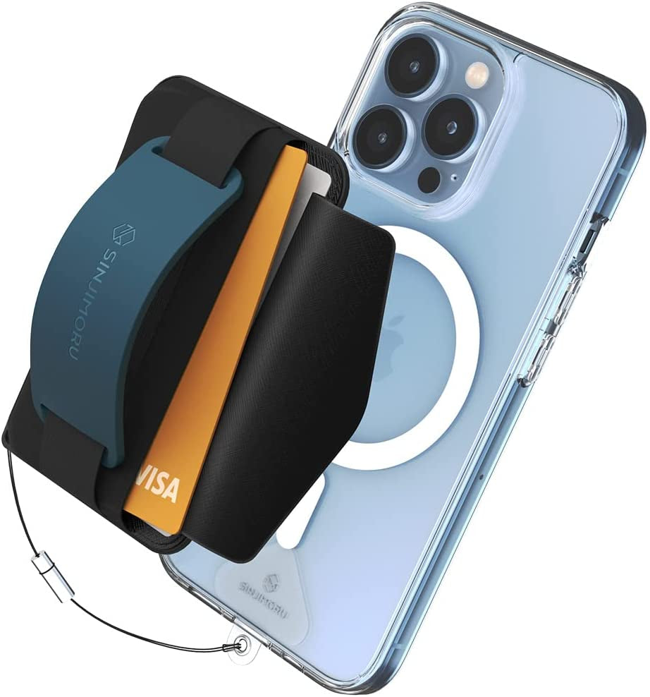 3 in 1 Magnetic Card Holder, Sinjimoru Magnetic Wallet for Magsafe as Cell Phone Wallet Stick on with Phone Grip Holder & Mobile Phone Kickstand Iphone 12 13 & Iphone 14 Series. M-Bgrip Black  Sinjimoru Co.Ltd M-Bgrip(2022 Updated) Teal Wallet for Magsafe 