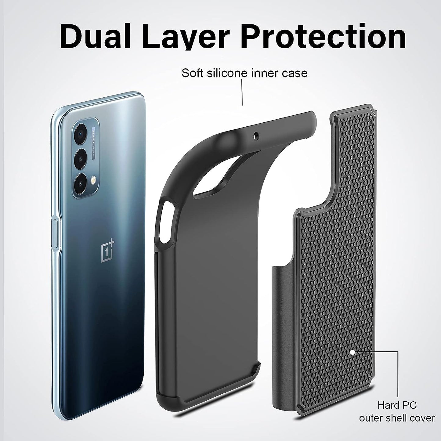 NTZW for Oneplus Nord N200 5G Case: Heavy Duty Shockproof Protective Phone Case [2 Tempered Glass Screen Protector] Anti-Slip Textured Hard Cover + Soft Silicone Rubber Bumper - Black  yanshichuang   
