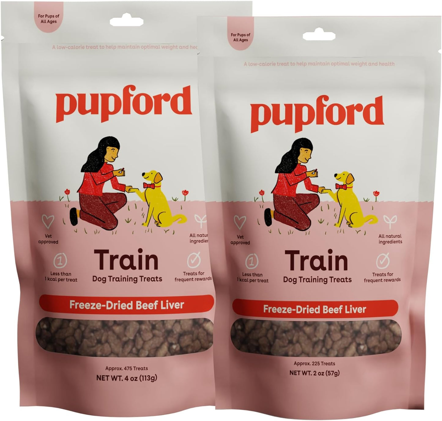 Pupford Freeze Dried 475+ Puppy Treats, Low Calorie, Vet Approved, All Natural, Healthy Training Treats for Small to Large Dogs (Beef Liver)  Pupford Beef 3.00 Ounce (Pack Of 2) 
