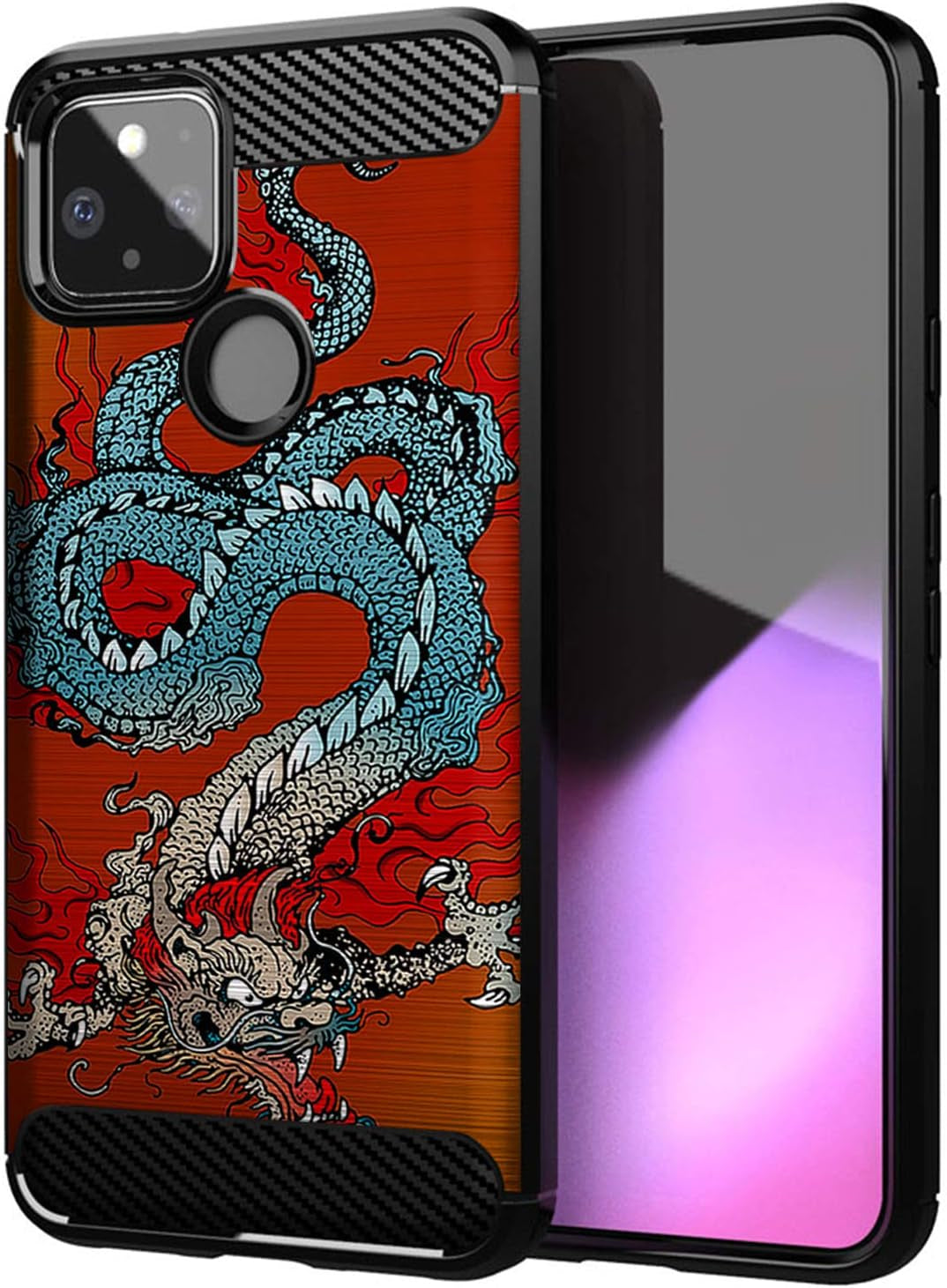 Casesondeck Case Compatible with [Google Pixel 4A 5G (2020)] Pictorial Patterned TPU Design Case Flexible Slim and Elegant (Astronaut)  Cases on Deck Tattoo Dragon  