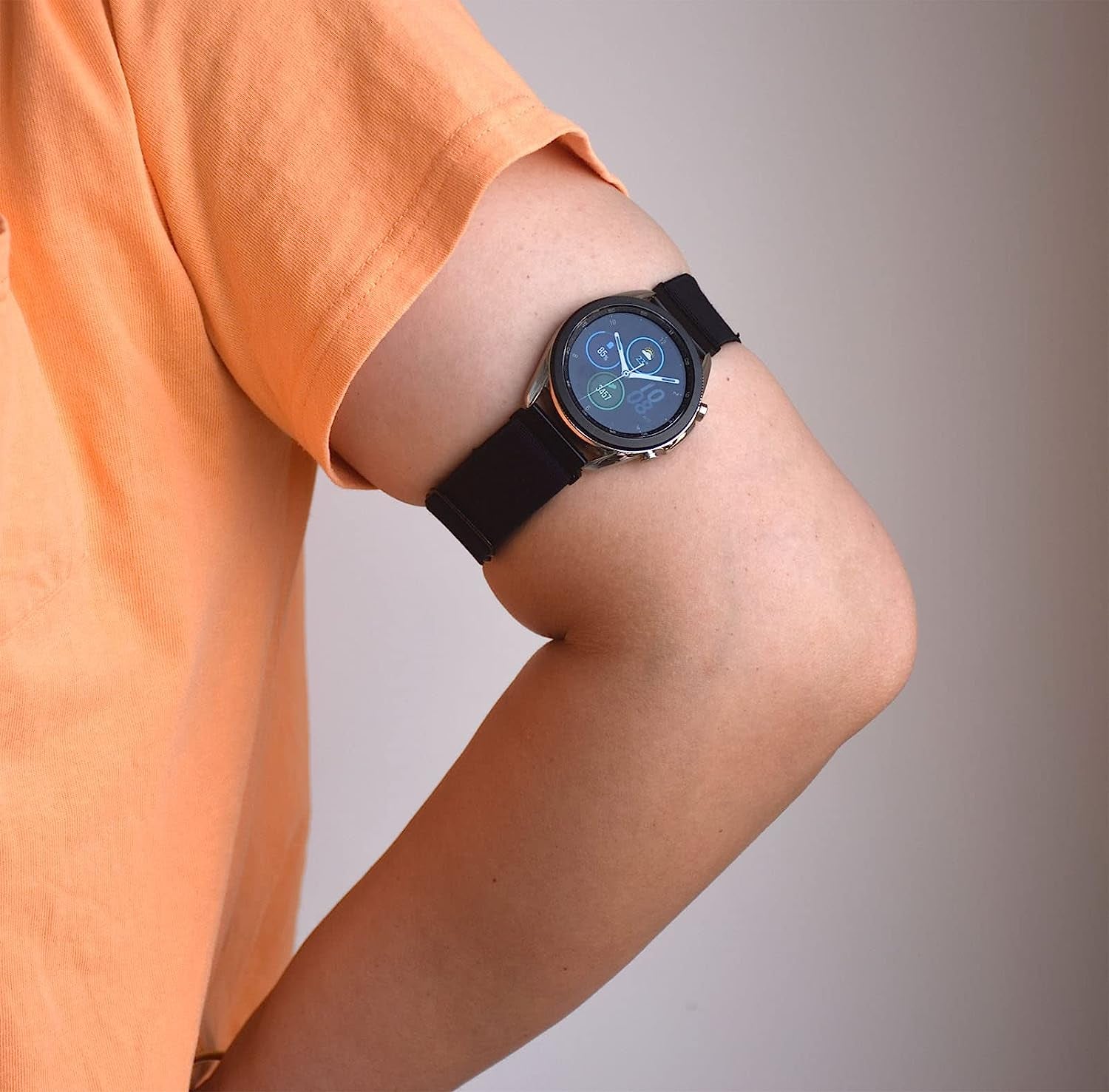 22Mm Elastic Wristband/Armband Strap for Compatible with Garmin Venu 2, Fossil Gen 6 44Mm, Samsung Galaxy Watch 3 45Mm, Garmin Vivoactive 4 45Mm Smartwatch (Black, Medium)  Grestun   