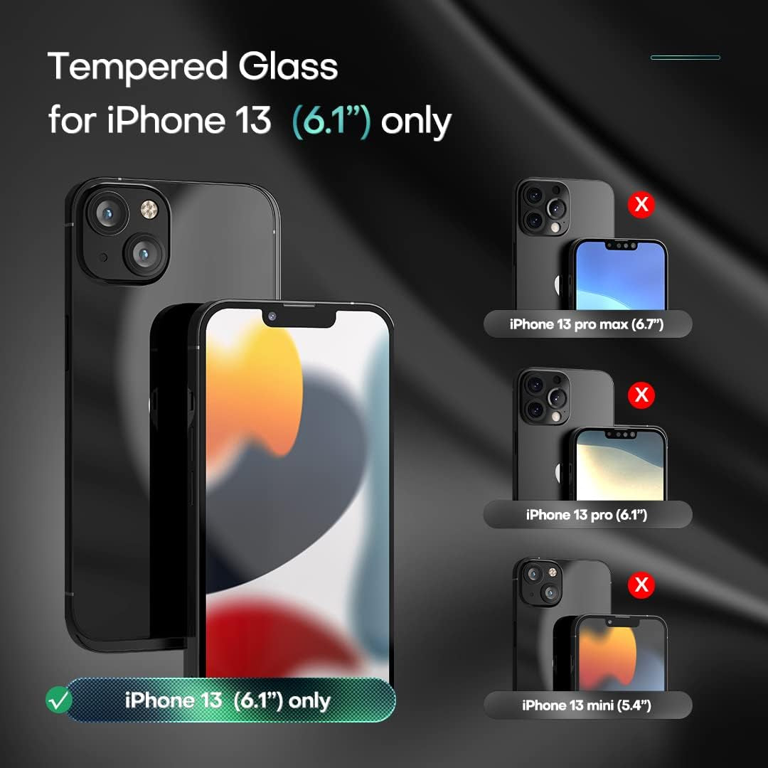 HATOSHI 3 Pack Tempered Glass Screen Protector for Iphone 13 with 3 Pack Camera Lens Protector, Easy Installation HD Clear Protective Glass Screen Film for Iphone 13 6.1-Inch [Work with Most Cases]  HATOSHI   