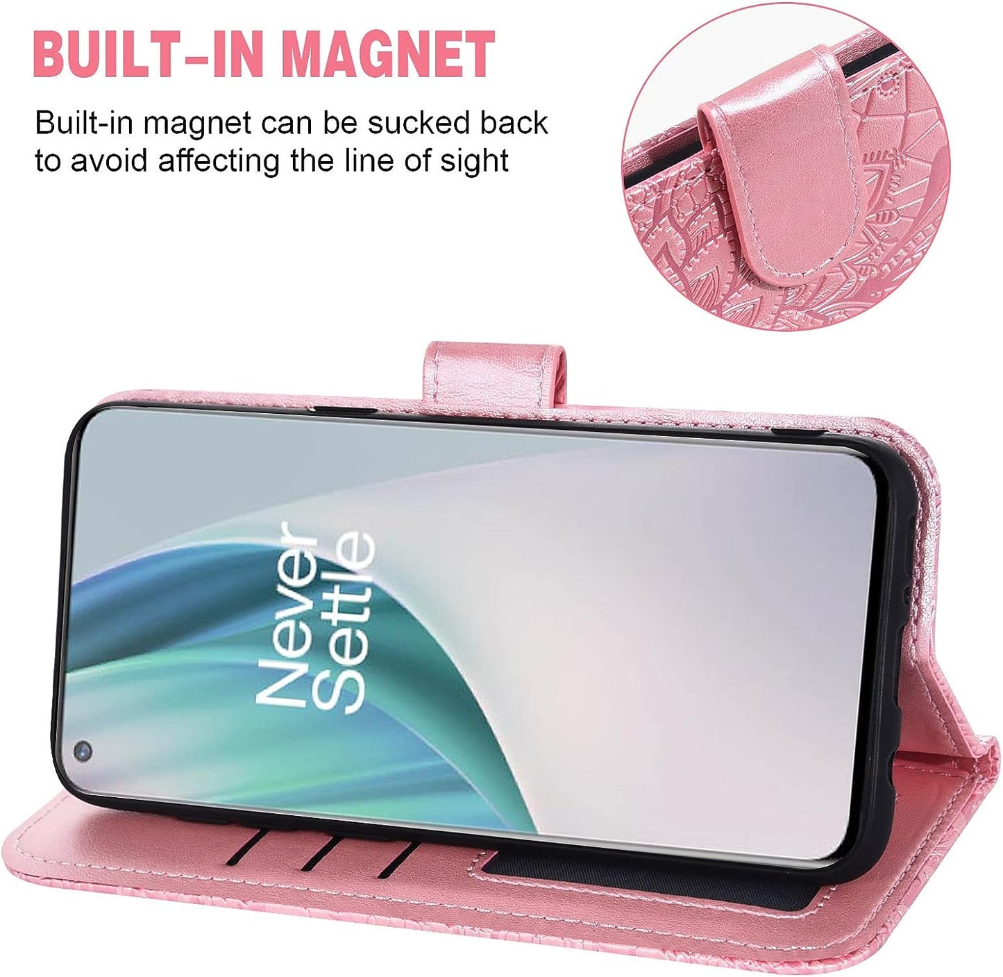 Asuwish Phone Case for Oneplus Nord N200 5G with Screen Protector and Lace Wallet Cover Flip Card Holder Stand Cell Accessories One plus N 200 G5 1 plus 200N 1Plus One+ 1+ N2005G 2021 Women Rose Gold  Asuwish   