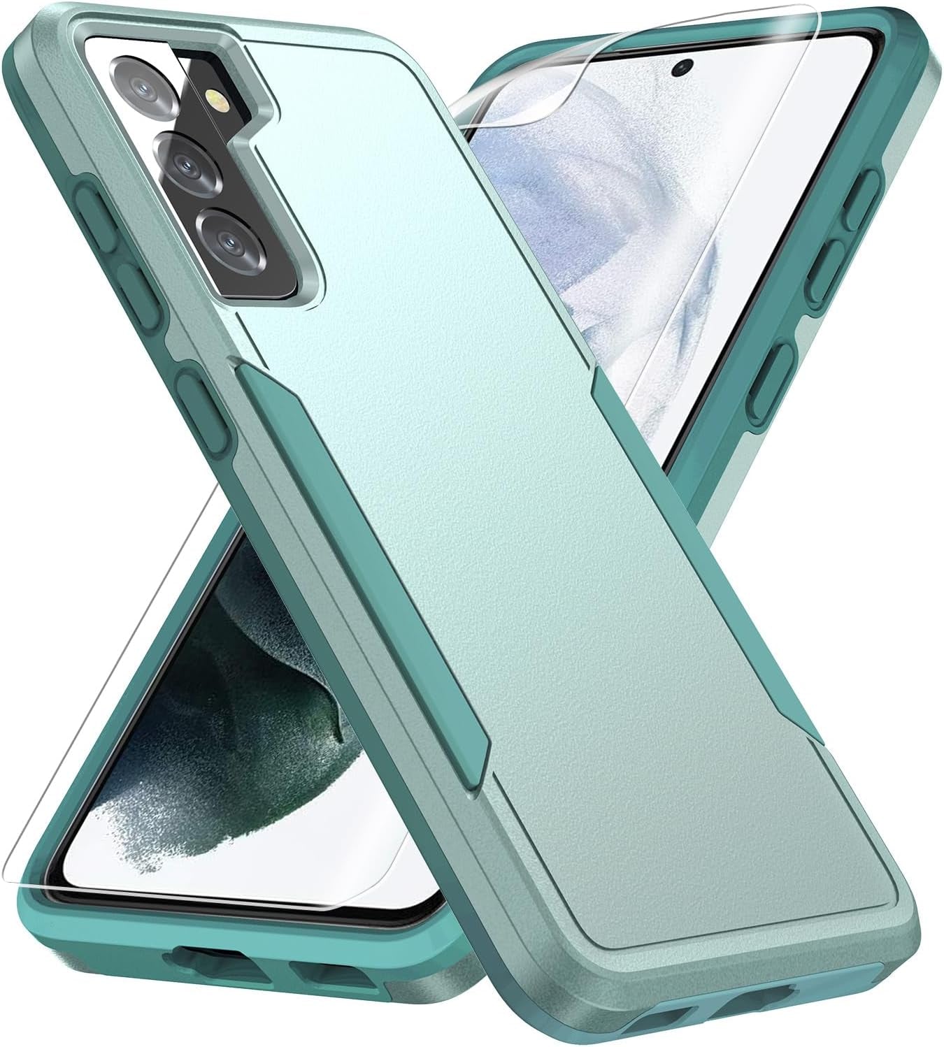 For Samsung Galaxy S21 Case, Galaxy S21 Case with HD Screen Protector [Military Grade Drop Tested] Heavy-Duty Tough Rugged Shockproof Protective Case for S21, Green  BOYOSS   