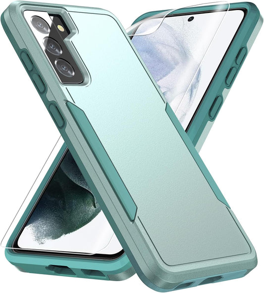 For Samsung Galaxy S21 Case, Galaxy S21 Case with HD Screen Protector [Military Grade Drop Tested] Heavy-Duty Tough Rugged Shockproof Protective Case for S21, Green  BOYOSS   