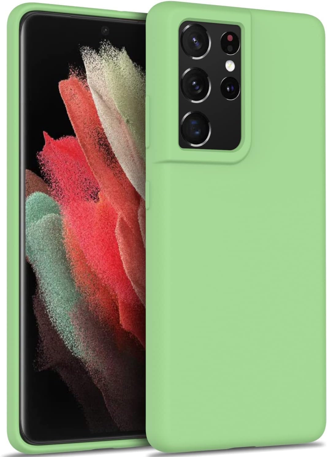 DEENAKIN for Samsung Galaxy S21 Ultra Case Silicone,Silky Smooth Flexible Gel Rubber Bumper Cover with Soft Microfiber Lining Slim Fit Protective Phone Case for Samsung Galaxy S21 Ultra Bright Yellow  DEENAKIN Mint Green Samsung Galaxy S21 Ultra 