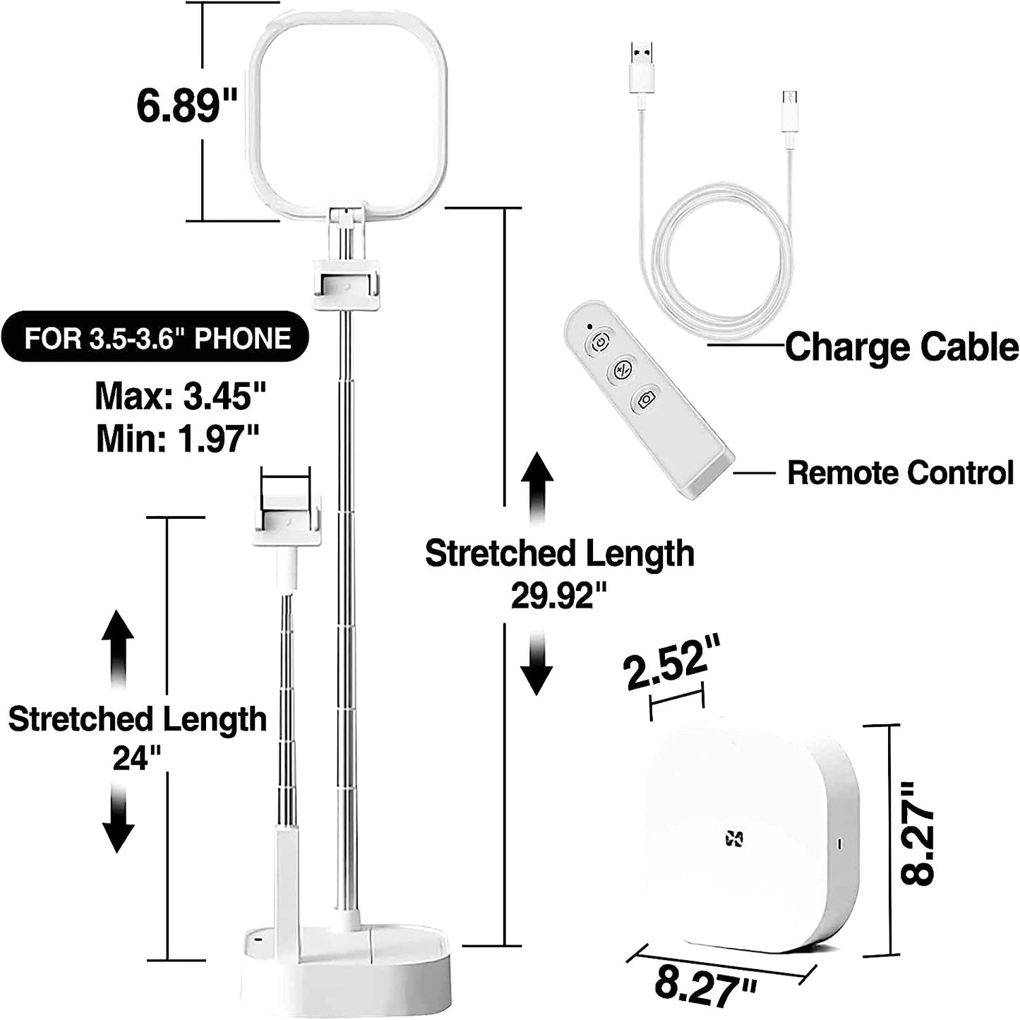 Phone Stand for Video Recording, YENDILI Extendable Overhead 360° Rotation Selfie Stand Holder with 2 Phone Holder 15 Brightness LED Ring Light for Content Creator Kit, Iphone Vlogging Kit, Live Stand  Shenzhen Huanke Precision Manufacturing Co., Ltd.   