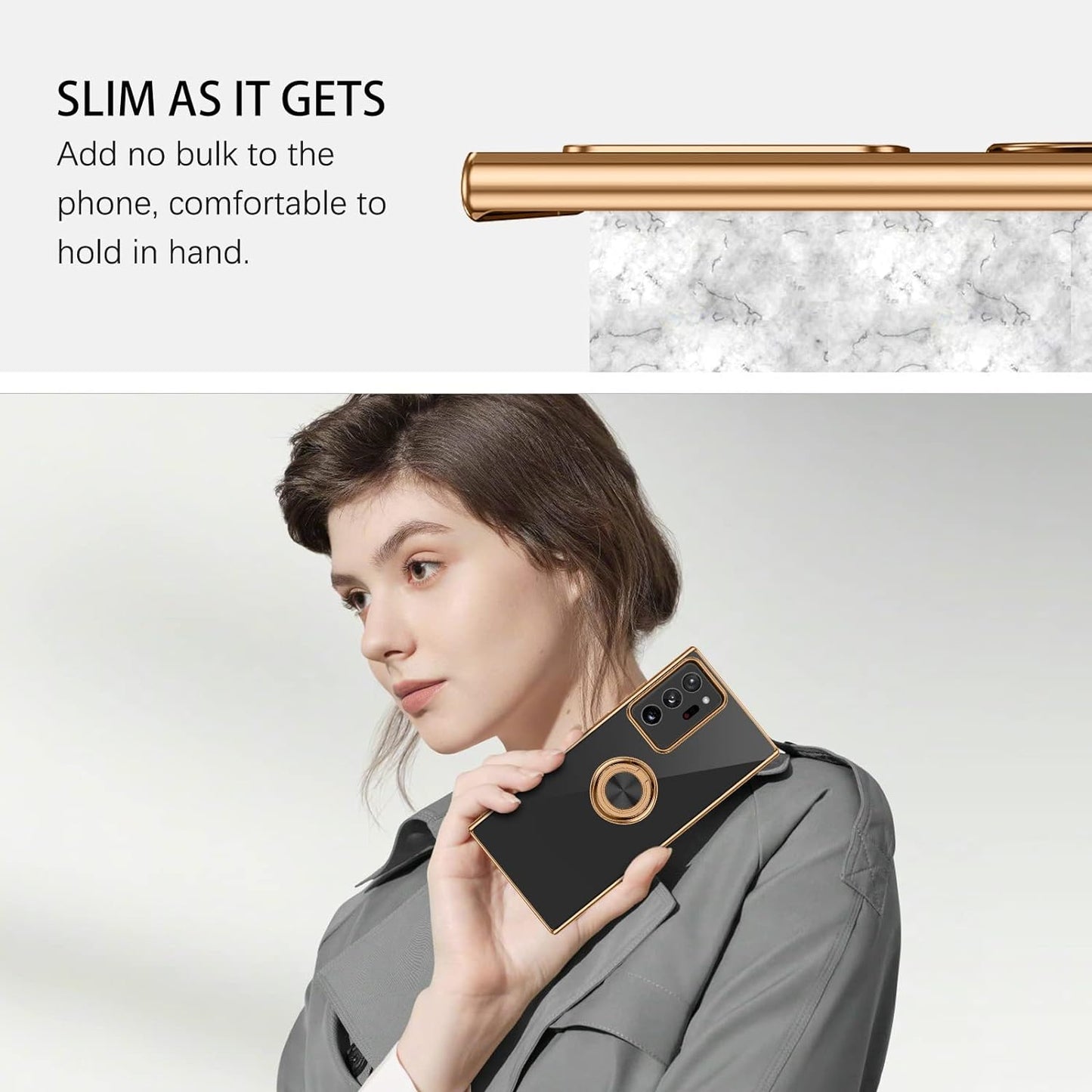 DUEDUE for Samsung Galaxy Note 20 Ultra Case with Ring Holder Kickstand 360 Degree Rotation Magnetic Car Finger Soft TPU Slim Cover Protective Phone Case for Samsung Note 20 Ultra 5G 6.9", Black  DUEDUE   