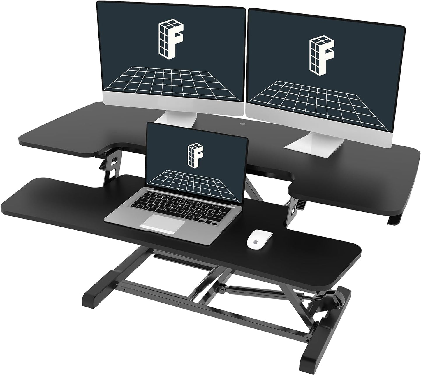 FLEXISPOT 28'' Black Height Adjustable Standing Desk Converter Sit-To-Stand Desk Riser with Wide Keyboard Tray Workstation for Home and Office  FLEXISPOT Black 40'' 