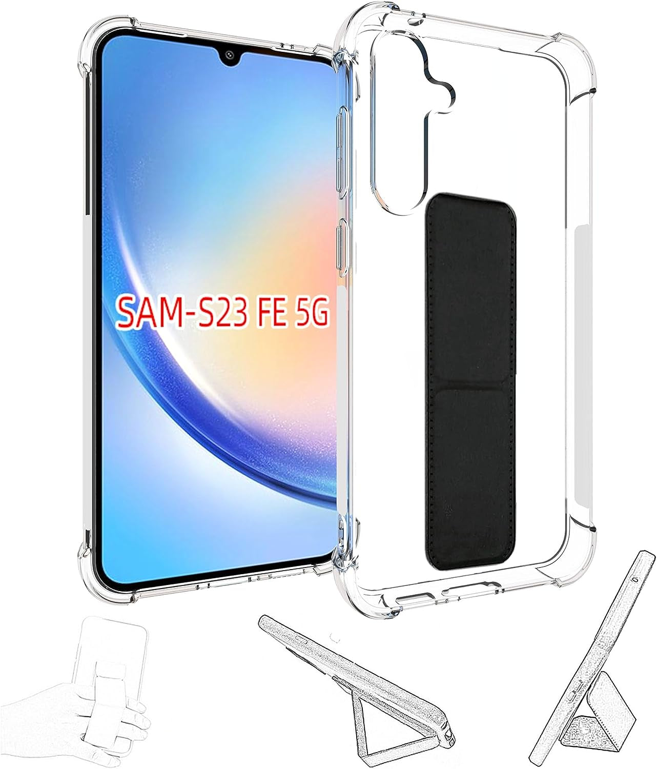 Jioeuinly for Sony Xperia 1 V Case Compatible with Sony Xperia 1 V Phone Case Cover [Adhesive Folding Support] [Shockproof Protection] Clear  jioeuinly Samsung Galaxy S23 Fe 5G  