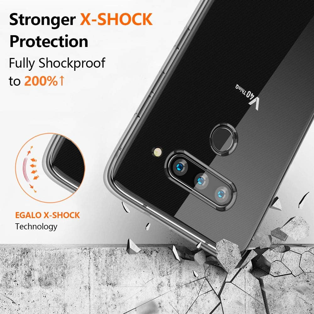 EGALO Clear Case for LG V40,LG V40 Thinq Case Clear,Slim Thin Silicone Soft Skin Flexible TPU Gel Lightweight Shock Absorption Anti-Scratch Protective Cases Cover for LG V40 Thinq,Crystal Clear  EGALO   