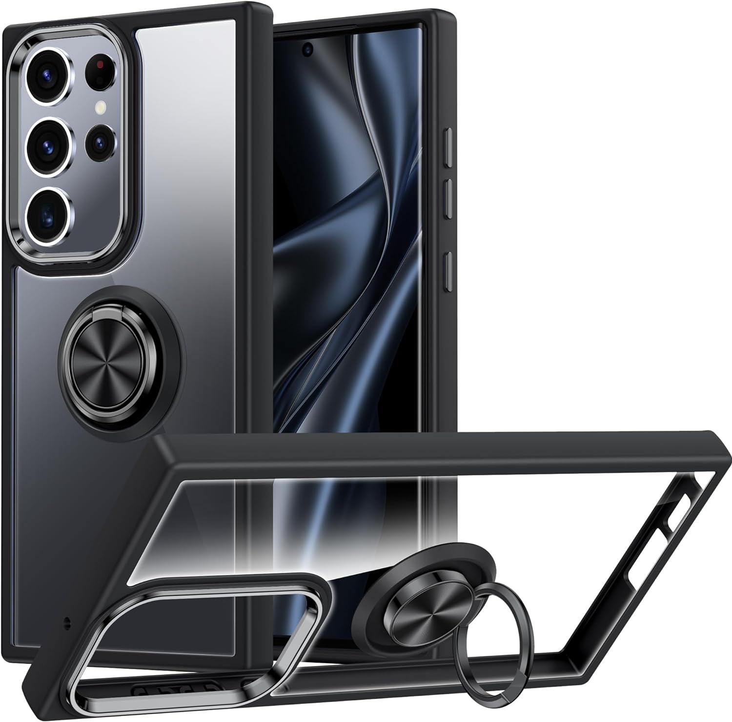 Silverback for Samsung Galaxy S22 plus Case Clear with Ring Kickstand, Protective Shock -Absorbing Bumper Shockproof Phone Case for Galaxy S22 plus -Clear  Silverback inc Black Clear Galaxy S22 Ultra 