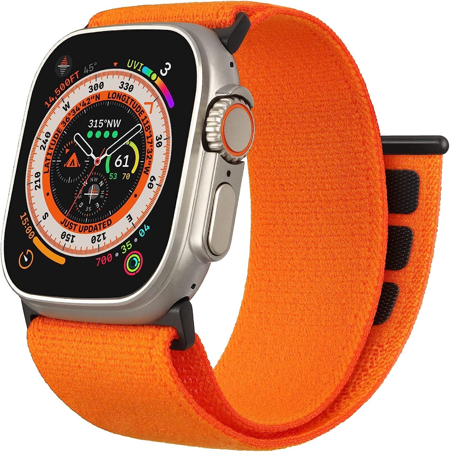 ZRDESIGN Ultra Wide Black Nylon Watch Band Compatible with Apple Watch 38Mm 40Mm 41Mm 42Mm 44Mm 45Mm 49Mm, Adjustable Sport Loop for Iwatch Series 8 7 6 5 4 3 2 1 SE  ZRDESIGN Orange 42mm/44mm/45mm/49mm 