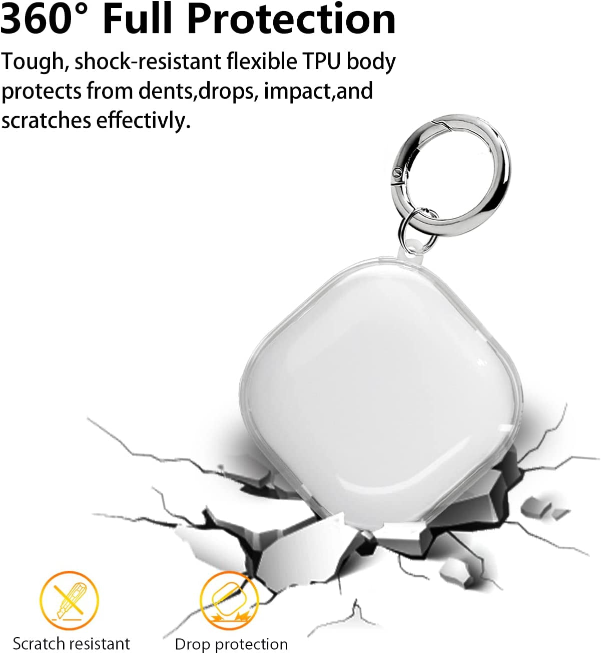 Aircawin Clear Case for Samsung Galaxy Buds 2 Pro Case 2022/Galaxy Buds 2 Case 2021/Galaxy Buds Pro Case 2021/Galaxy Buds Live Case 2020 Clear Cover,Soft TPU Transparent Case with Keychain-Clear  Aircawin   