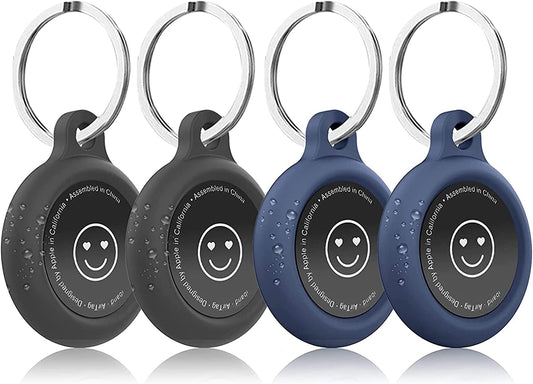 4 Packs Airtag Holder Key Ring, Airtag Case Keychain Air Tag Case Holder,Silicone Tracker Holder,Airtags Cases Air Tags Key Chain Compatible with Apple Airtag GPS Item Finders,Airtag Accessories  GENREEN   