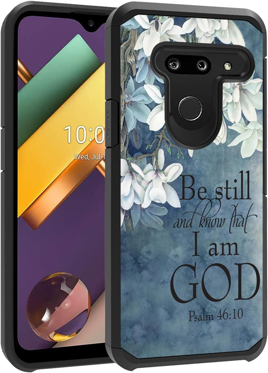 FQTBCEARI Case for LG G8 Thinq/Lg G8S Thinq/Lg G8, 2 in 1 Hybrid Hard PC & Soft Silicone Heavy Duty Dual Layer Shockproof Full-Body Protection Case, Sunflower Thin Blue Line American Flag  chatham Quote Bible Verse Psalm 46:10  