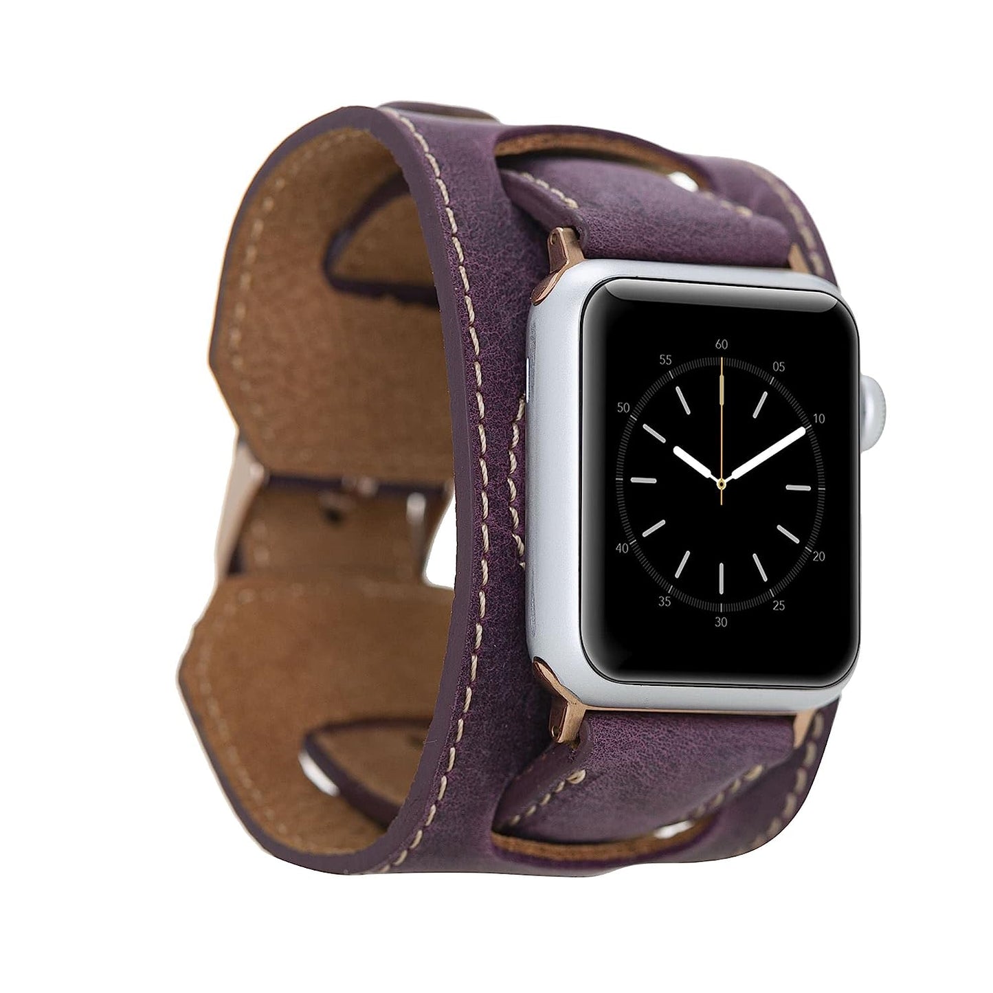 HARDISTON Cuff Watch Band Compatible with Apple 44Mm for Men & Women, Handmade Genuine Leather, Compatible with Iwatch Series 7 6 5 4 3 2 1 SE, Wrist Bracelet Arm Band, Medium/Band-Russet  HARDISTON Band-Purple iWatch-41mm / Band-Small 