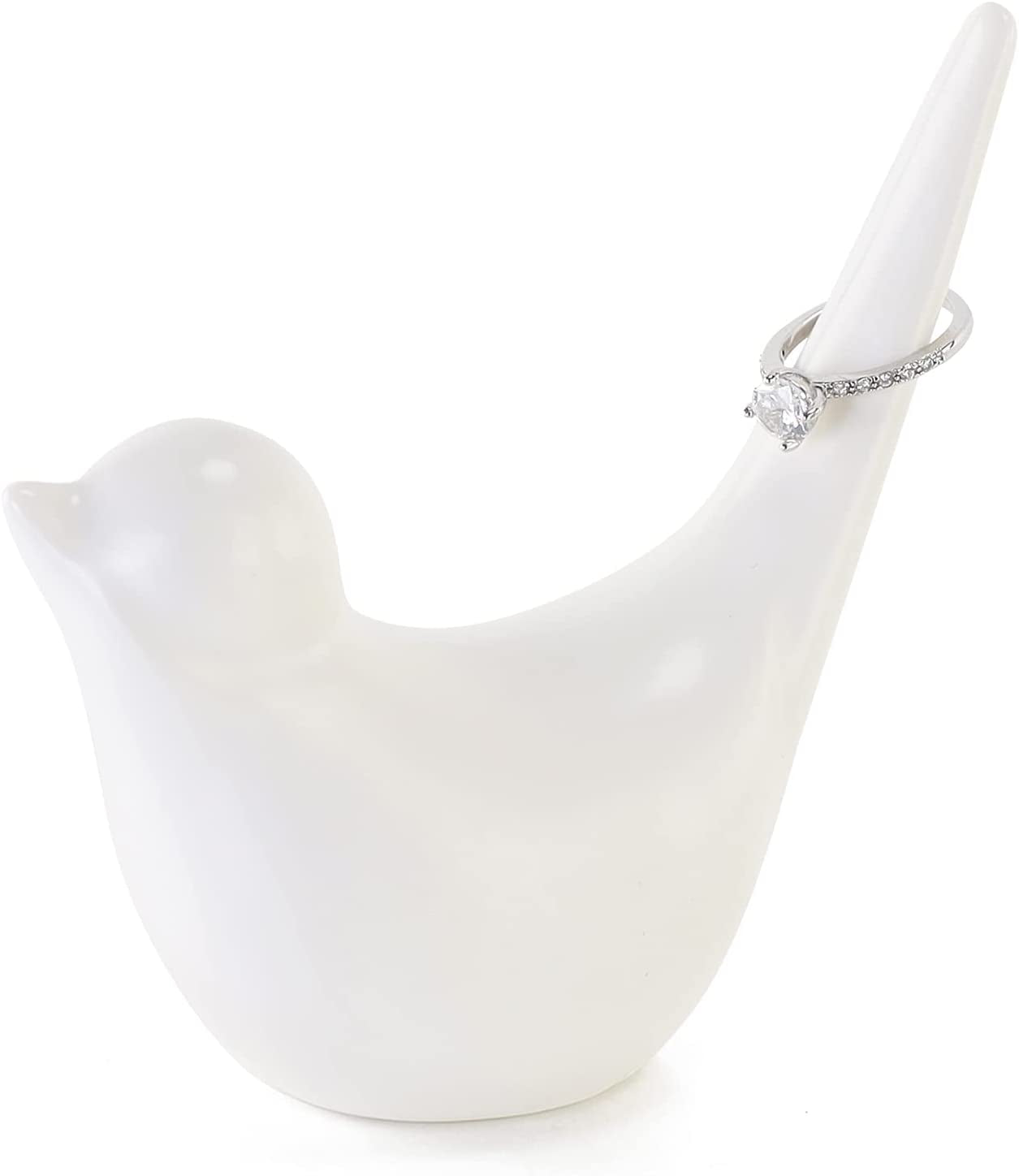 HOME SMILE Elephant Ring Holder for Jewelry,Engagement Wedding Ring Display Holder Stand Trinket Trays (Litltle White)  Trinket Trays Bird  