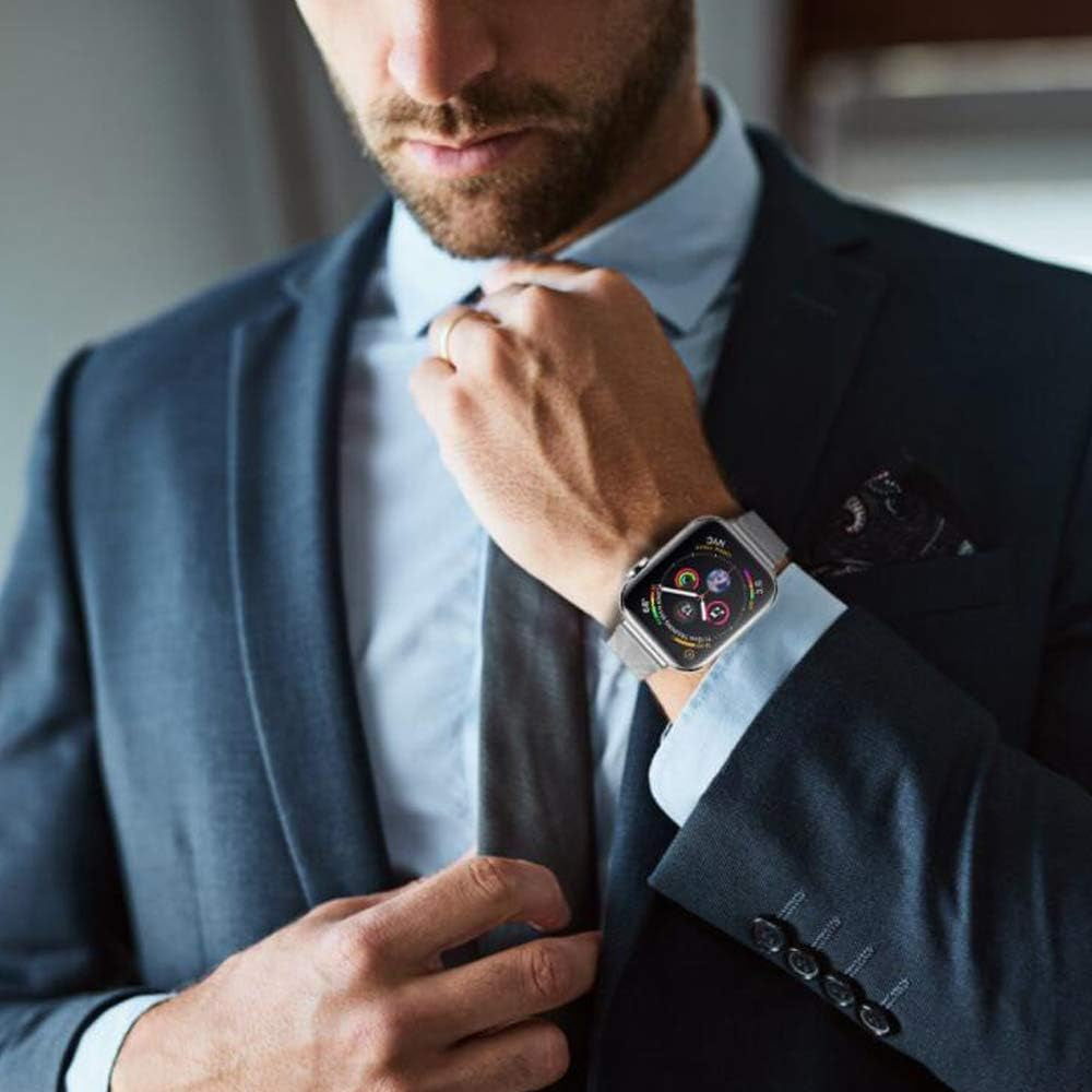 ROSAUI for Apple Watch Band 38Mm 40Mm 42Mm 44Mm Stainless Steel Metal Soft Flexible Slim Watchband Replacement Wristband Metal Strap Iwatch Bands Series 6 5 4 3 2 1/SE  ROSAUI   