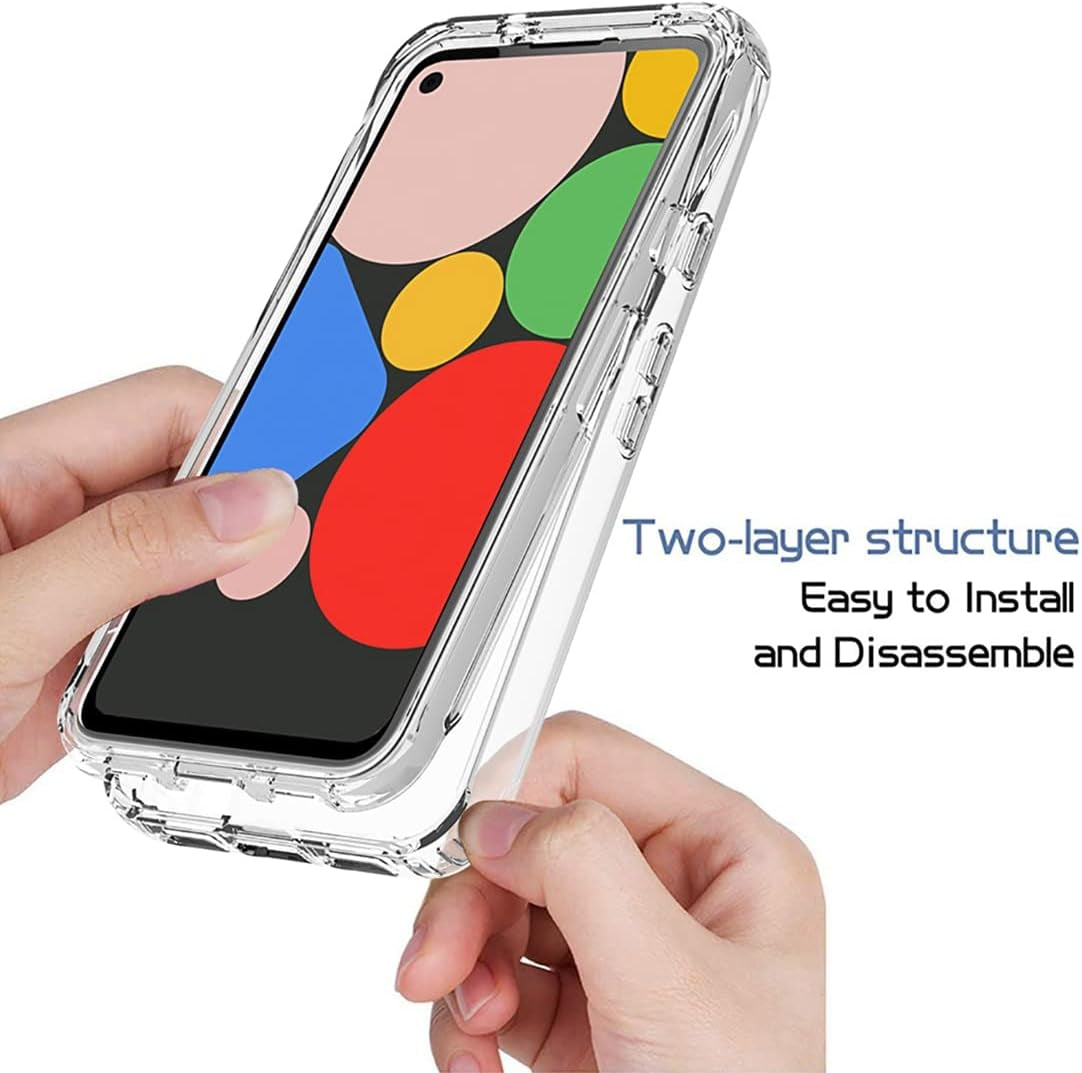 Vavies Compatible with Google Pixel 4A (Not Fit 4A 5G) G025J Case with Tempered Glass Screen Protector, Full Body Shockproof Clear Flexible Protective Cover Cases for Google Pixel 4A (Clear)  Vavies   
