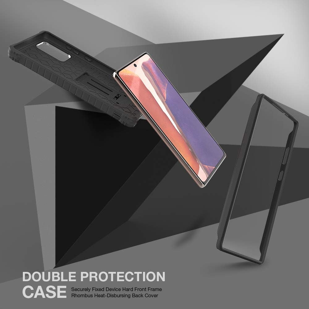 FITO Samsung Galaxy Note 20 Case, Dual Layer Shockproof Heavy Duty Case for Samsung Note 20 5G Phone without Screen Protector, Built-In Kickstand (Black, 6.7 Inch)  FITO   