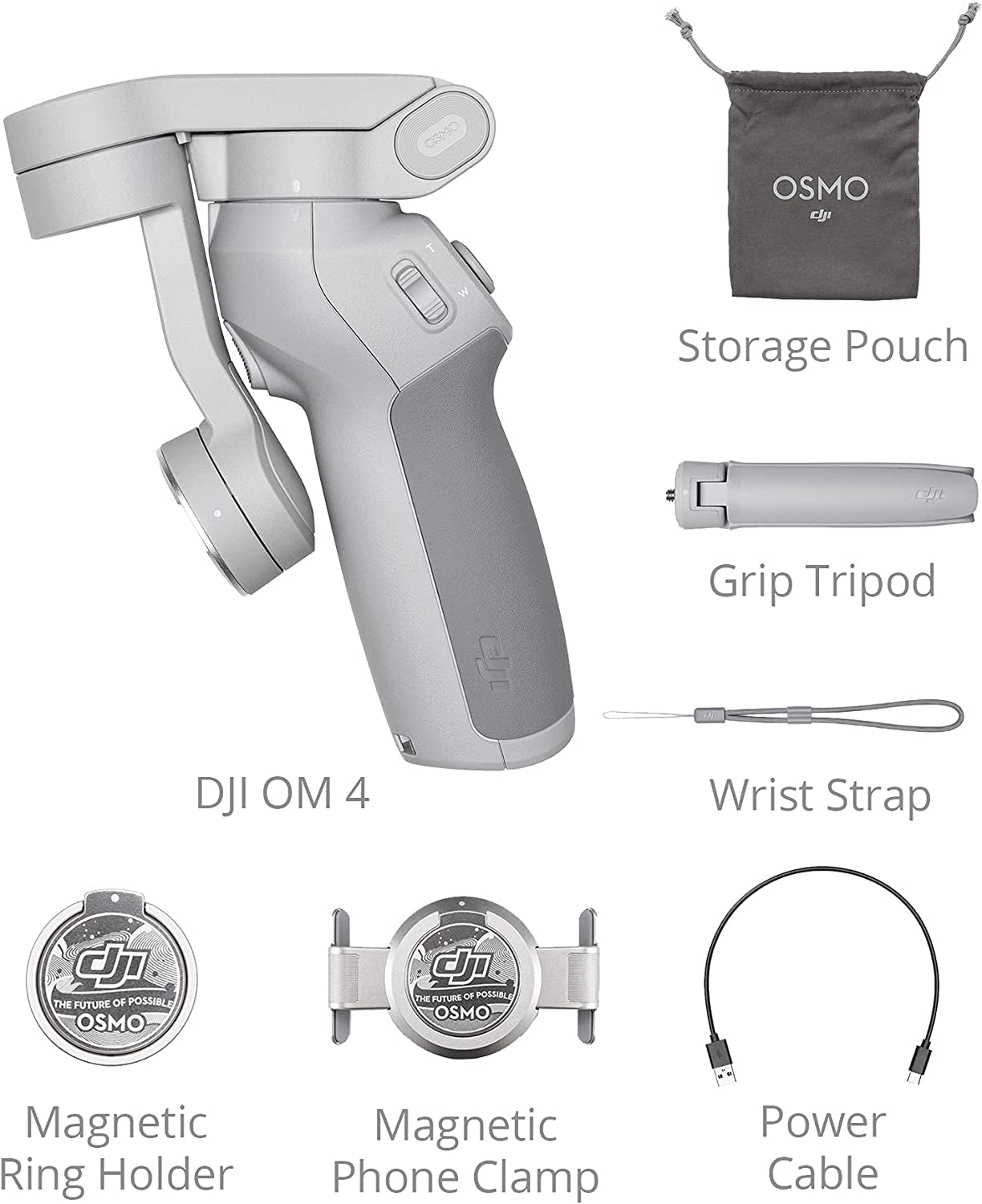 DJI OM 4 - Handheld 3-Axis Smartphone Gimbal Stabilizer with Grip, Tripod, Gimbal Stabilizer Ideal for Vlogging, Youtube, Live Video, Phone Stabilizer Compatible with Iphone and Android  DJI   