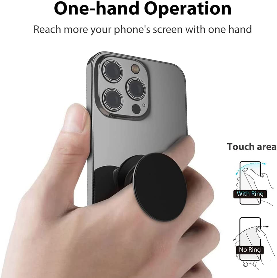 Monidea Phone Ring Holder, Phone Grip Holder Finger Kickstand, Foldable & Adjustable Metal Cell Phone Rings Gripper Stand Work with Magnetic Car Mount for Iphone Samsung & Other Cellphones - Black  MonIdea   