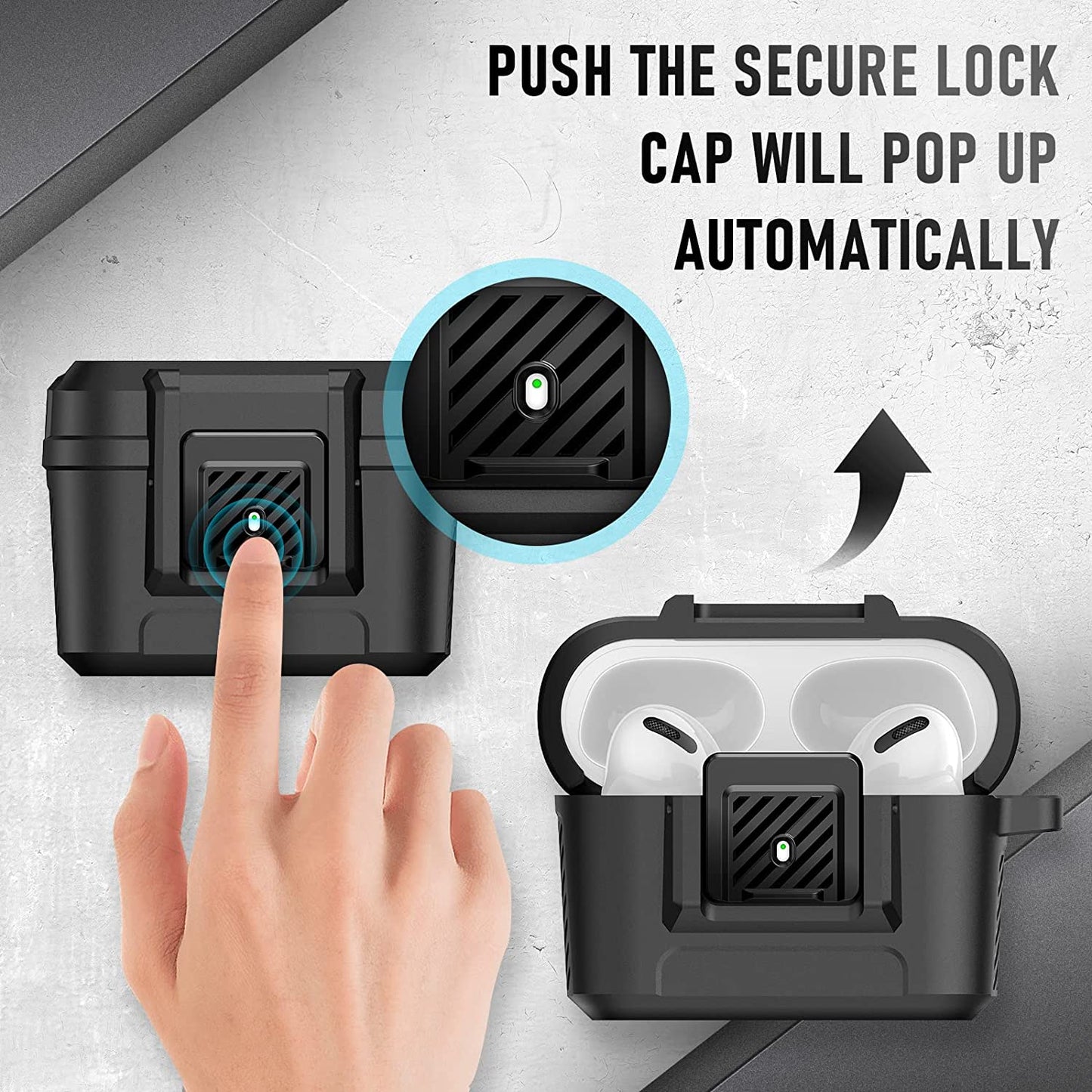 Youtec for Airpods Pro Case Cover for Men with Lock, Military Armor Series Full-Body Airpod Pro Case with Keychain Cool Air Pod Pro Shockproof Protective Case for Airpods Pro 2019,Black  Youtec   