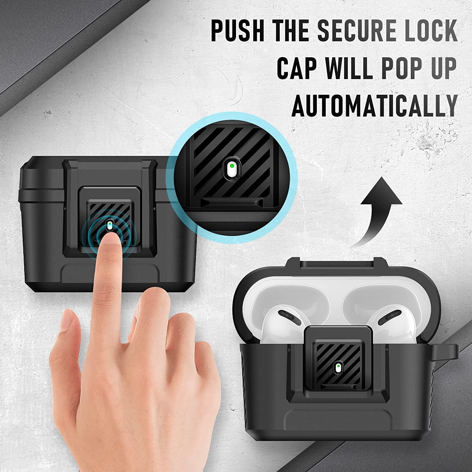 Youtec for Airpods Pro Case Cover for Men with Lock, Military Armor Series Full-Body Airpod Pro Case with Keychain Cool Air Pod Pro Shockproof Protective Case for Airpods Pro 2019,Black  Youtec   