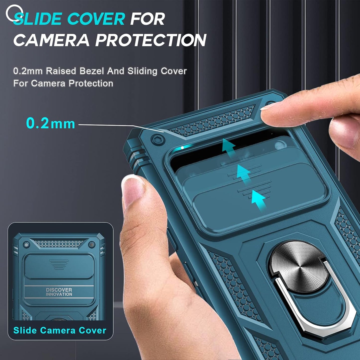 Leyi for Pixel 6 Pro Case: Google Pixel 6 Pro Case with Slide Camera Cover, 360 Full Body Military-Grade Phone Case with Kickstand for Pixel 6 Pro, Sea Blue  LeYi   