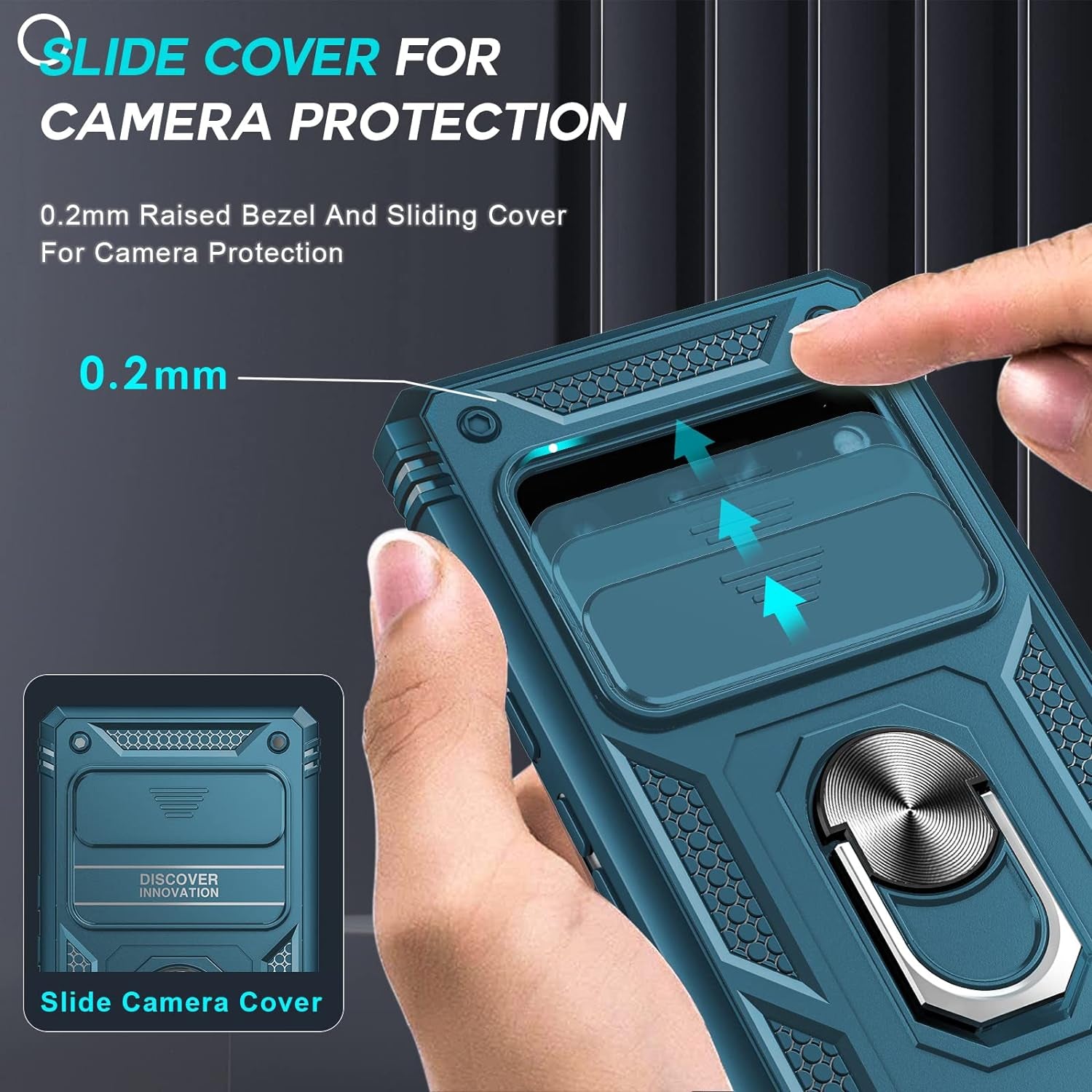 Leyi for Pixel 6 Pro Case: Google Pixel 6 Pro Case with Slide Camera Cover, 360 Full Body Military-Grade Phone Case with Kickstand for Pixel 6 Pro, Sea Blue  LeYi   